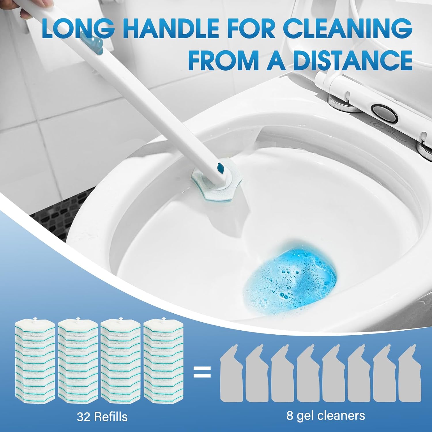 BALORIZ Toilet Brush Refills 32 Count for Deep Cleaning 1