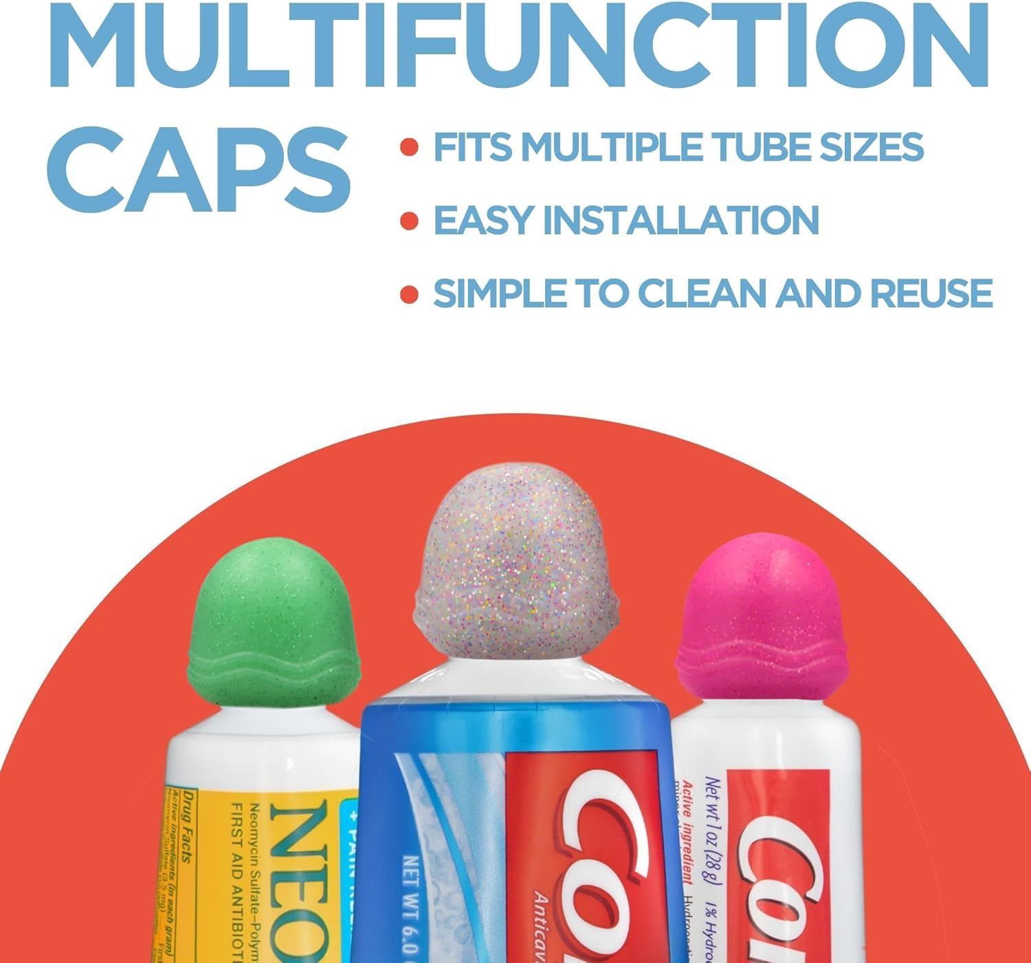 Chrome Cherry SqueezMe Self-Closing Toothpaste Caps Pack of 6