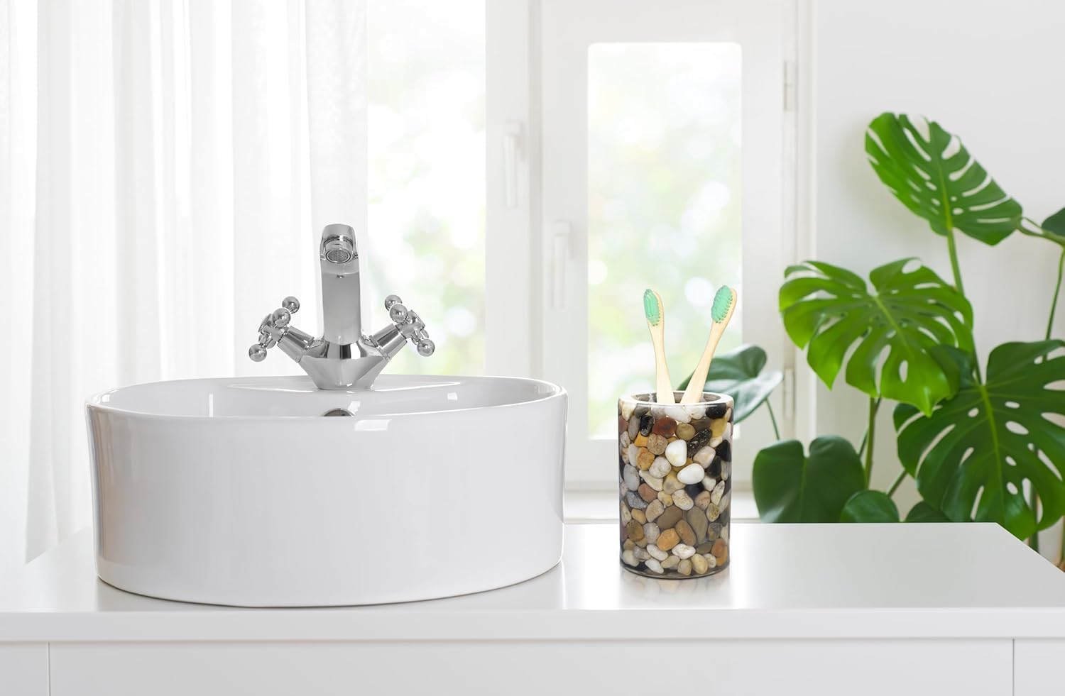 OYAMIHUI Handmade Rock Toothbrush Holder for Bathroom Decor