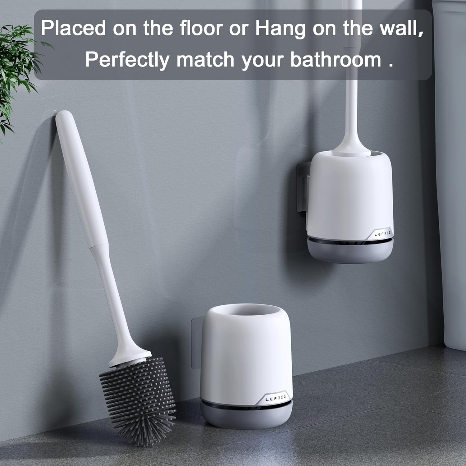 Lefree 2 Pack Toilet Brush Set with Ventilated Holder