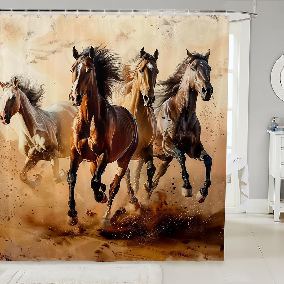 Feelyou Kids Horse Bath Curtain Set 72x72