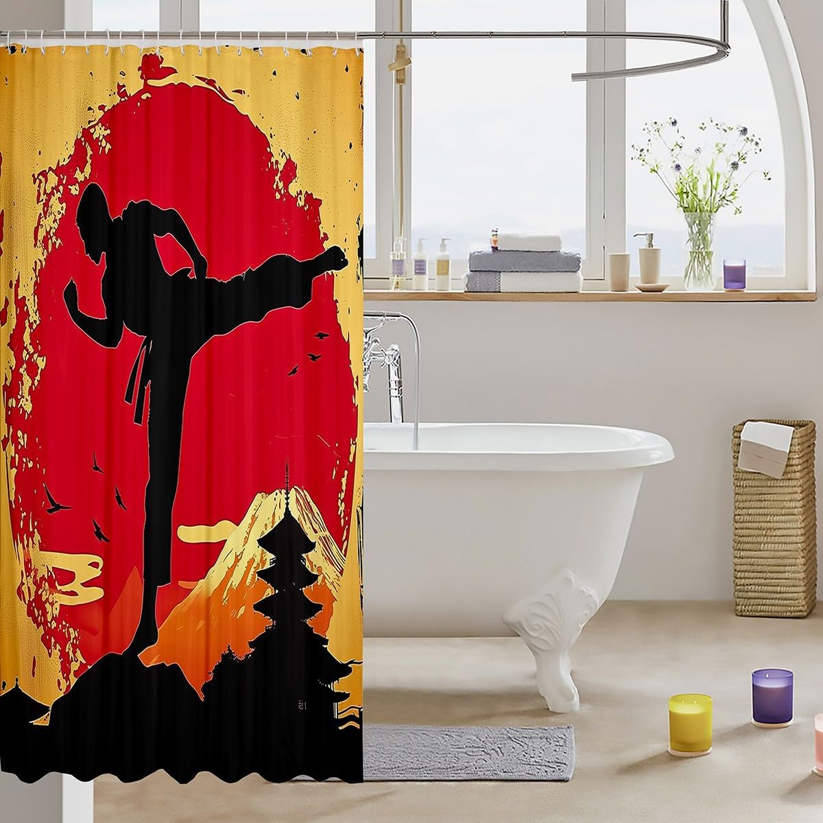 Feelyou Kids Taekwondo Shower Curtain Set 72x84 1