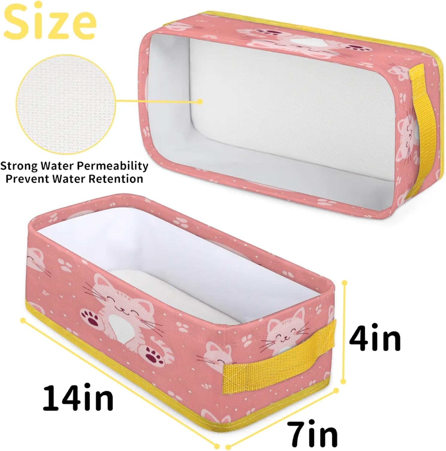 Cute Cat Toilet Tank Topper Paper Basket with Handles