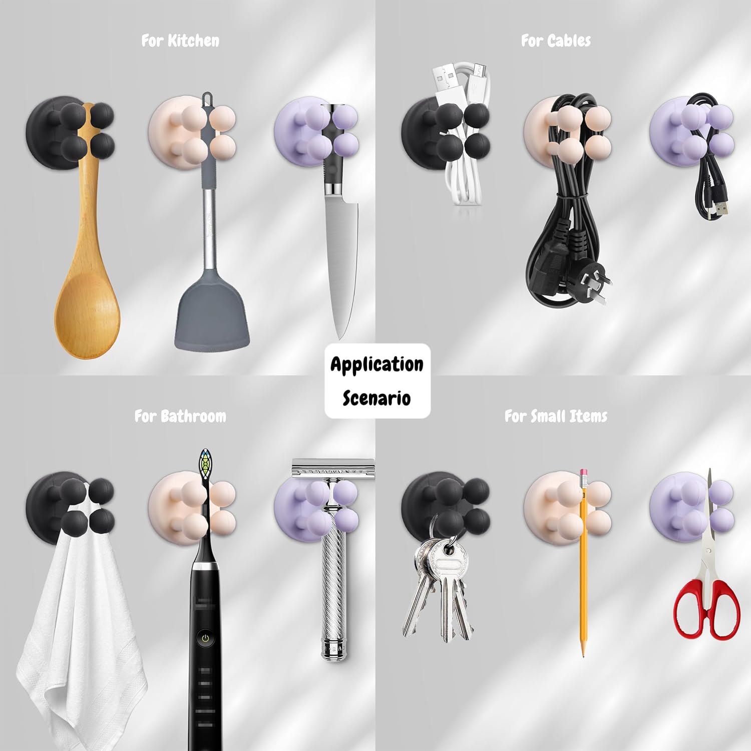 8Pcs Silicone Toothbrush Holders No Drilling Self Adhesive