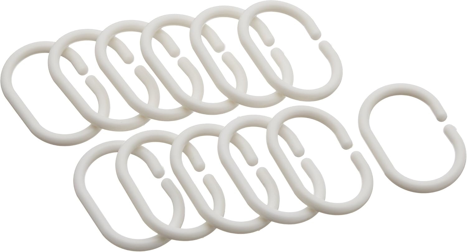 SLattye 72 x 84 Washable Shower Curtain Liner with Curved Plastic Hooks Set