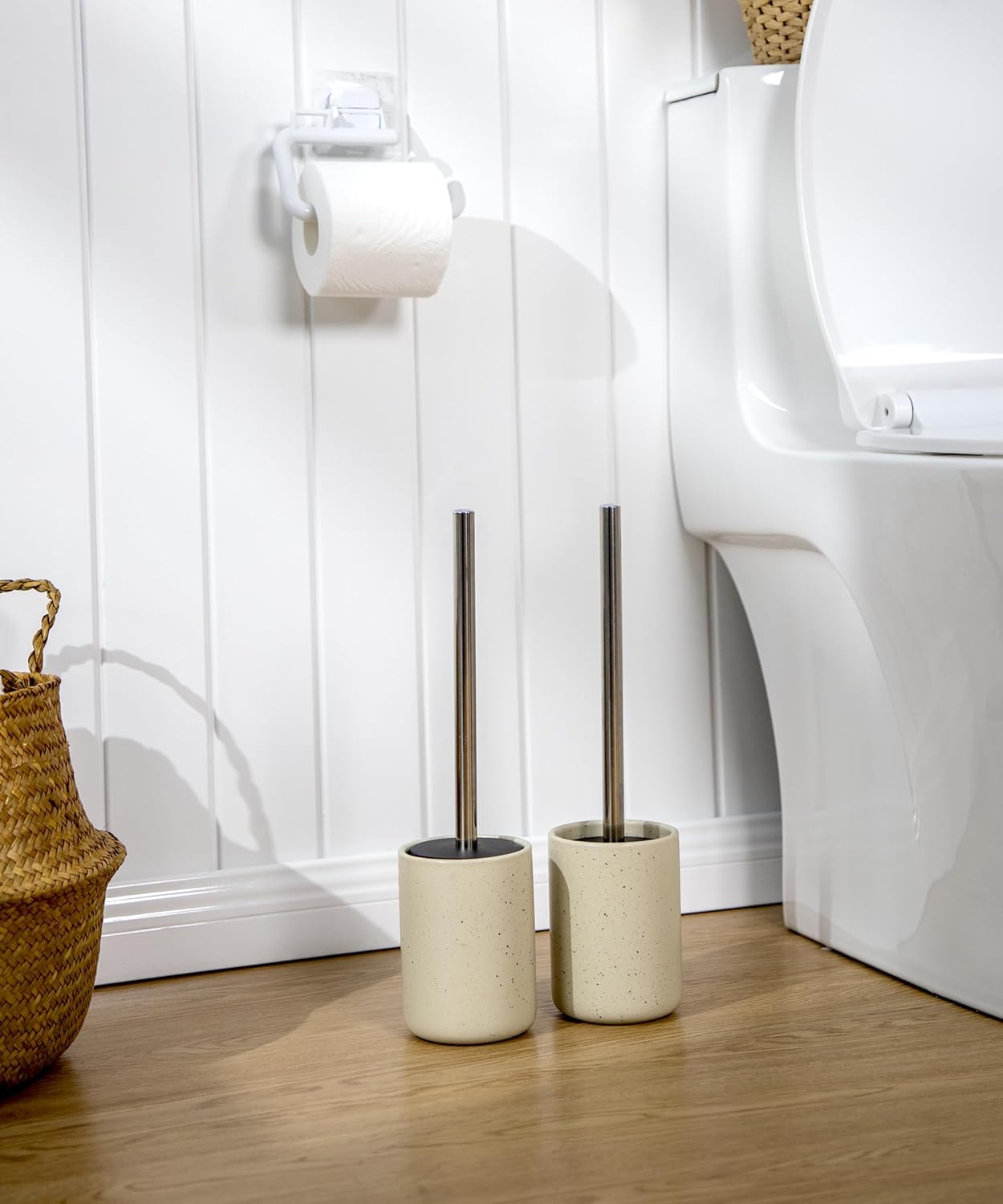 Viosuniu Ceramic Toilet Brush and Holder Set 2 Pack