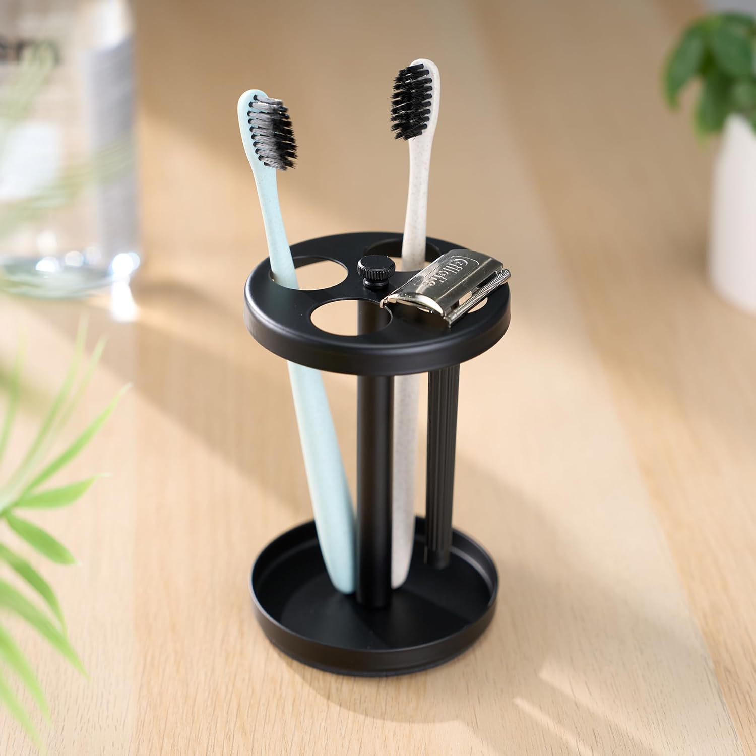 Black Stainless Toothbrush Holder Stand for Bathroom