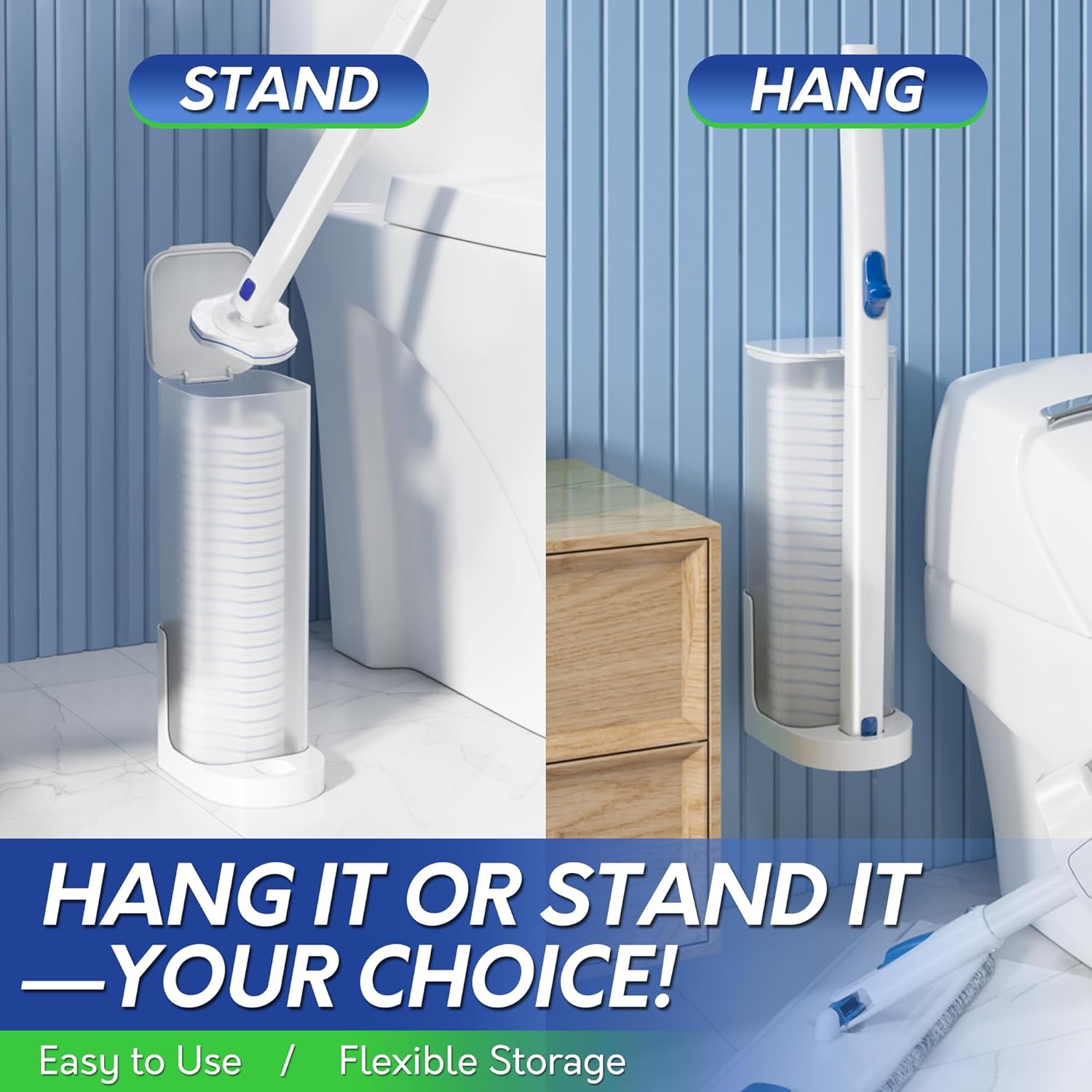 BOOMJOY Toilet Brush Set with 15 Refills and Holder 1
