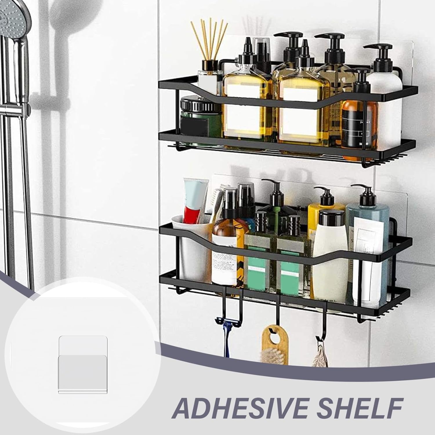 MOUNTTU Shower Caddy Adhesive Replacement Sticker 2Pcs