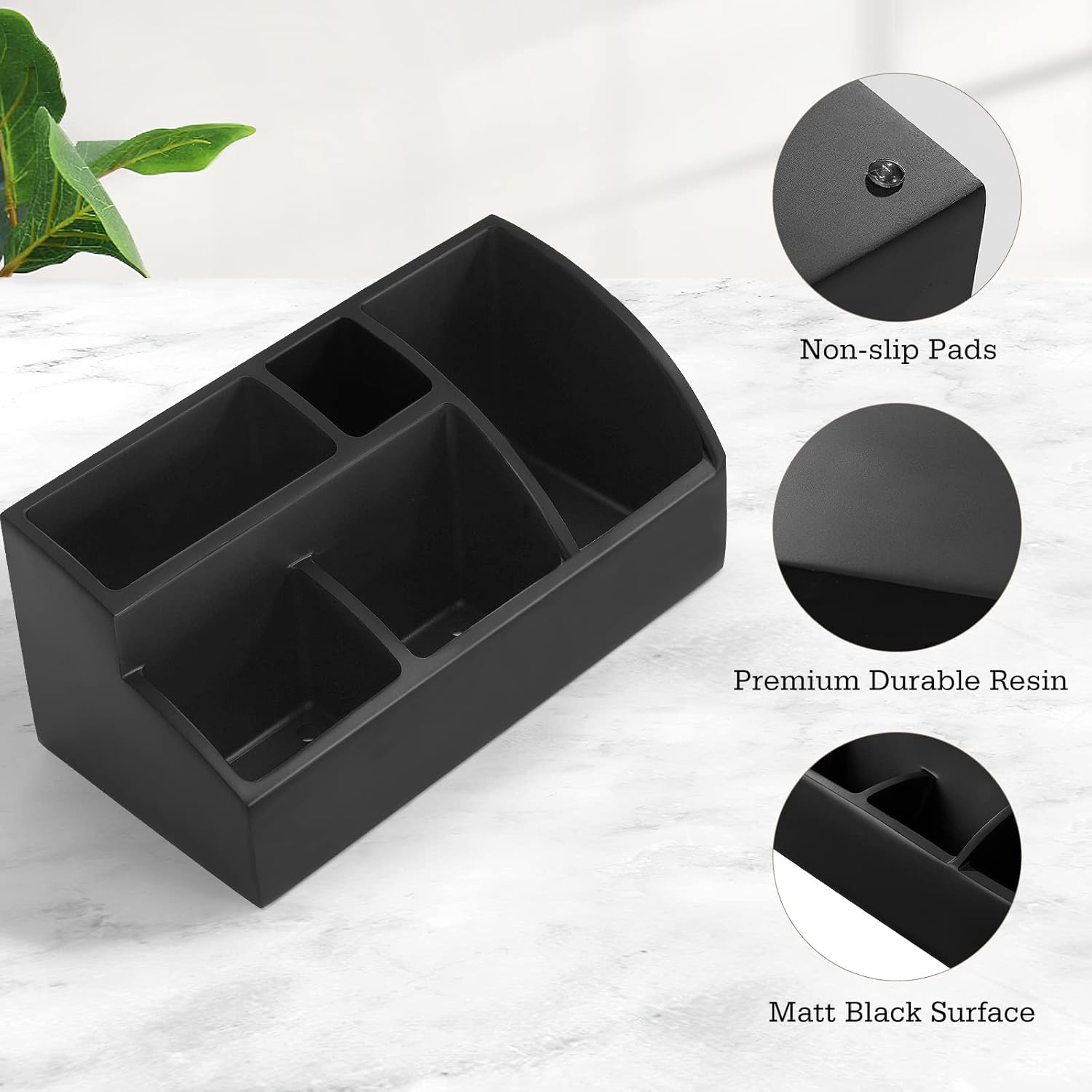 Luxspire 5 Slot Bathroom Counter Organizer with Drainage Matte Black