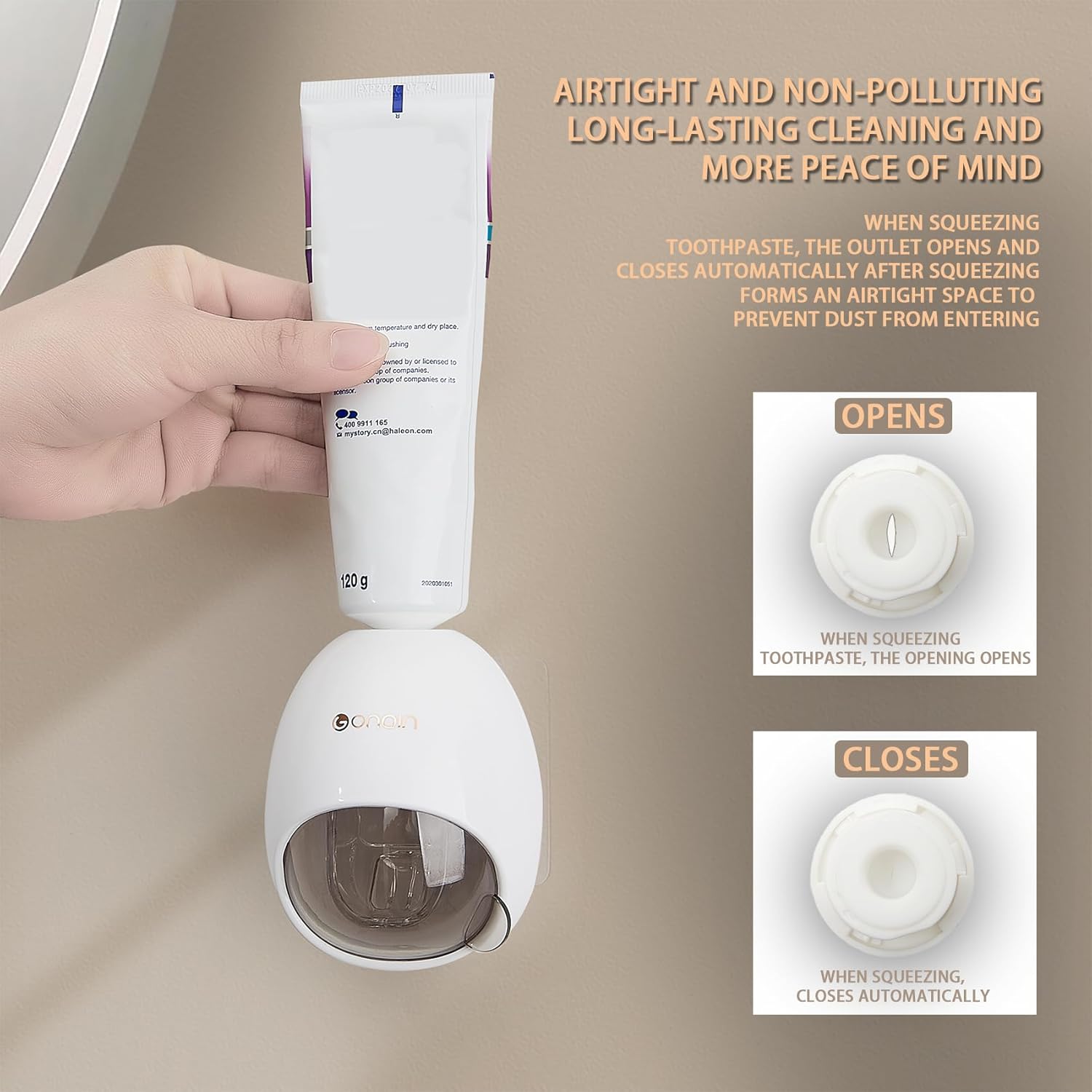 Fufengz Toothpaste Dispenser Wall Mount Automatic Squeezer for Kids Grey