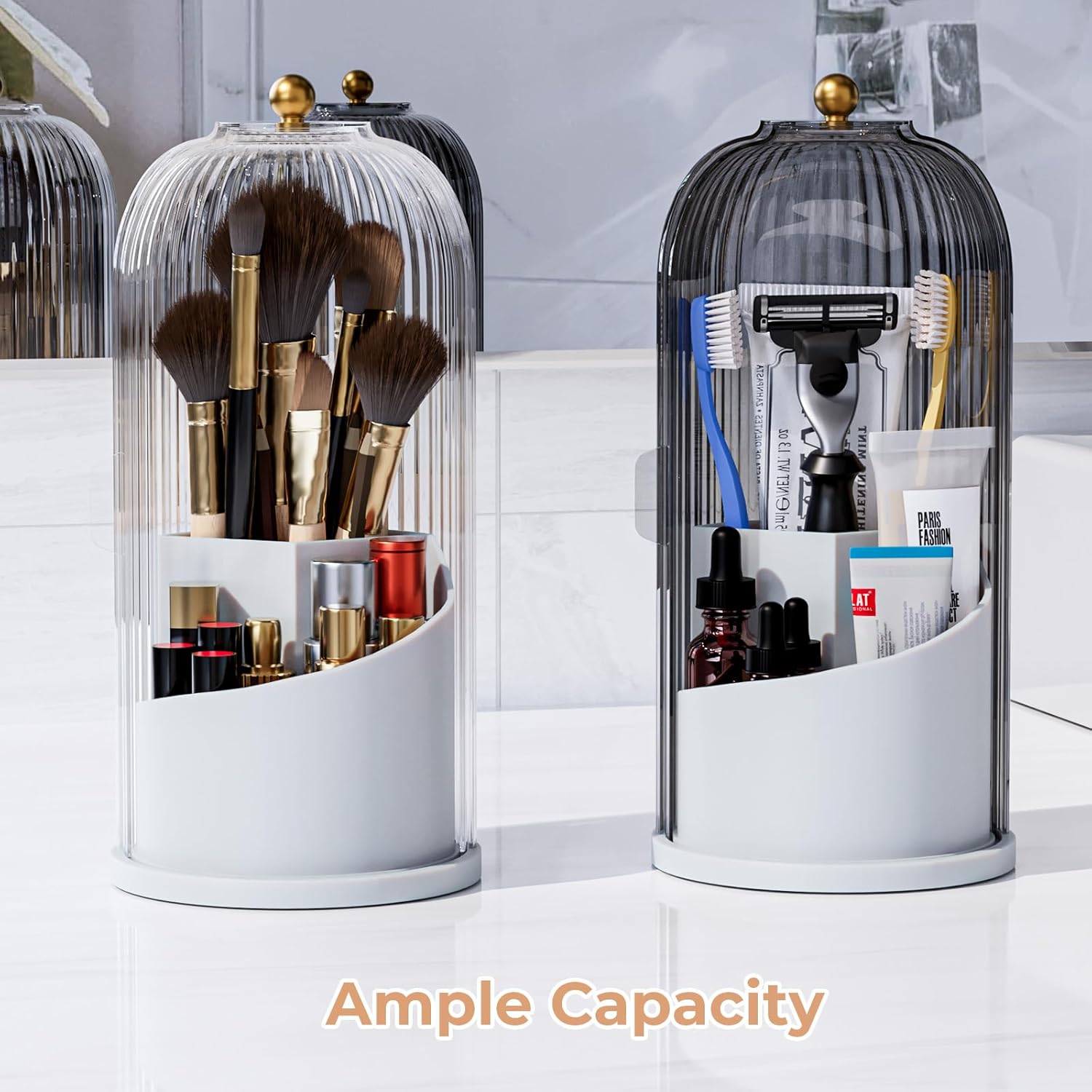Omrisy Toothbrush Holder with Sliding Lid and 360 Rotation 1