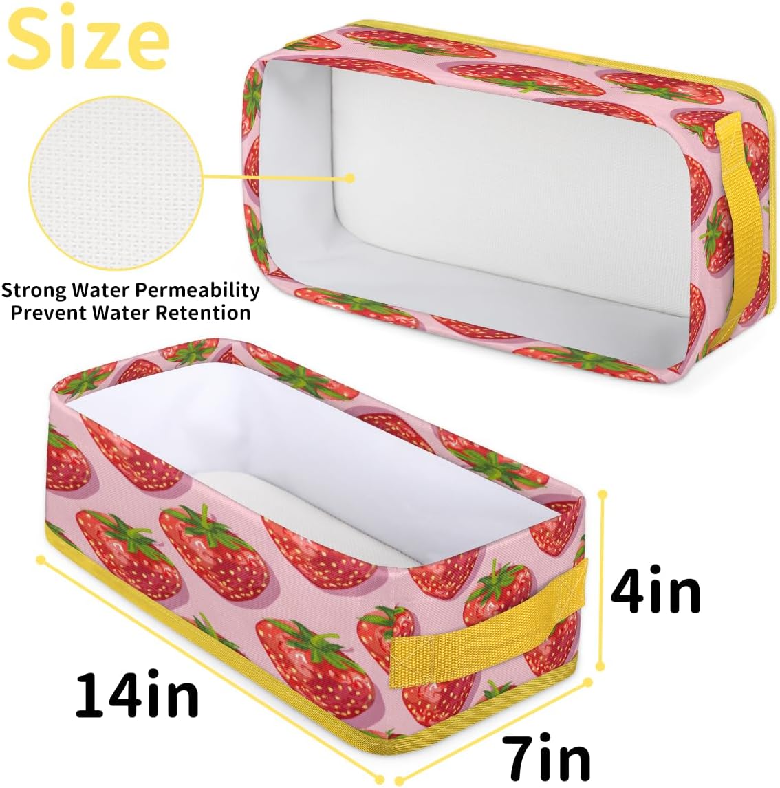 Strawberry Red Toilet Paper Basket with Handle for Bathroom Storage