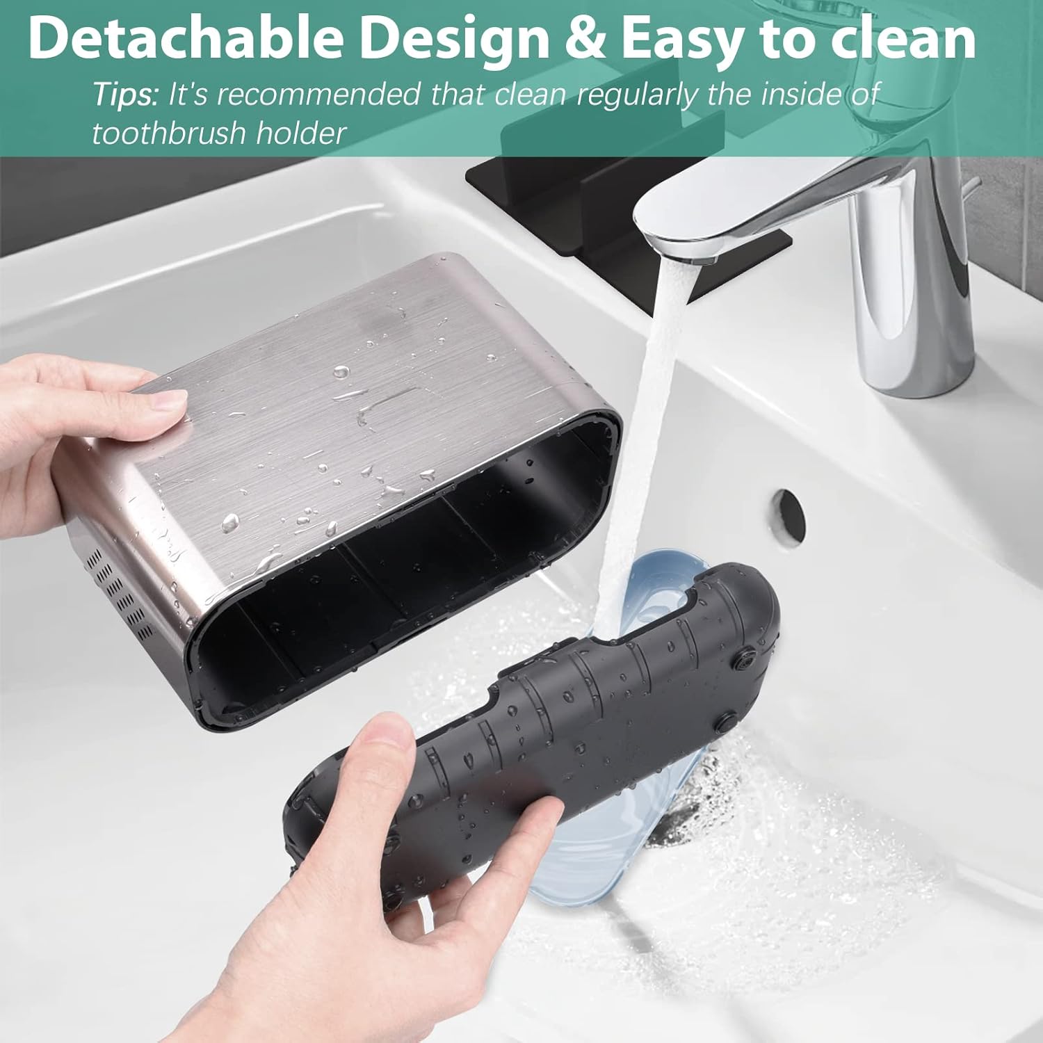 Boperzi Brushed Nickel Toothbrush Holder with Drain