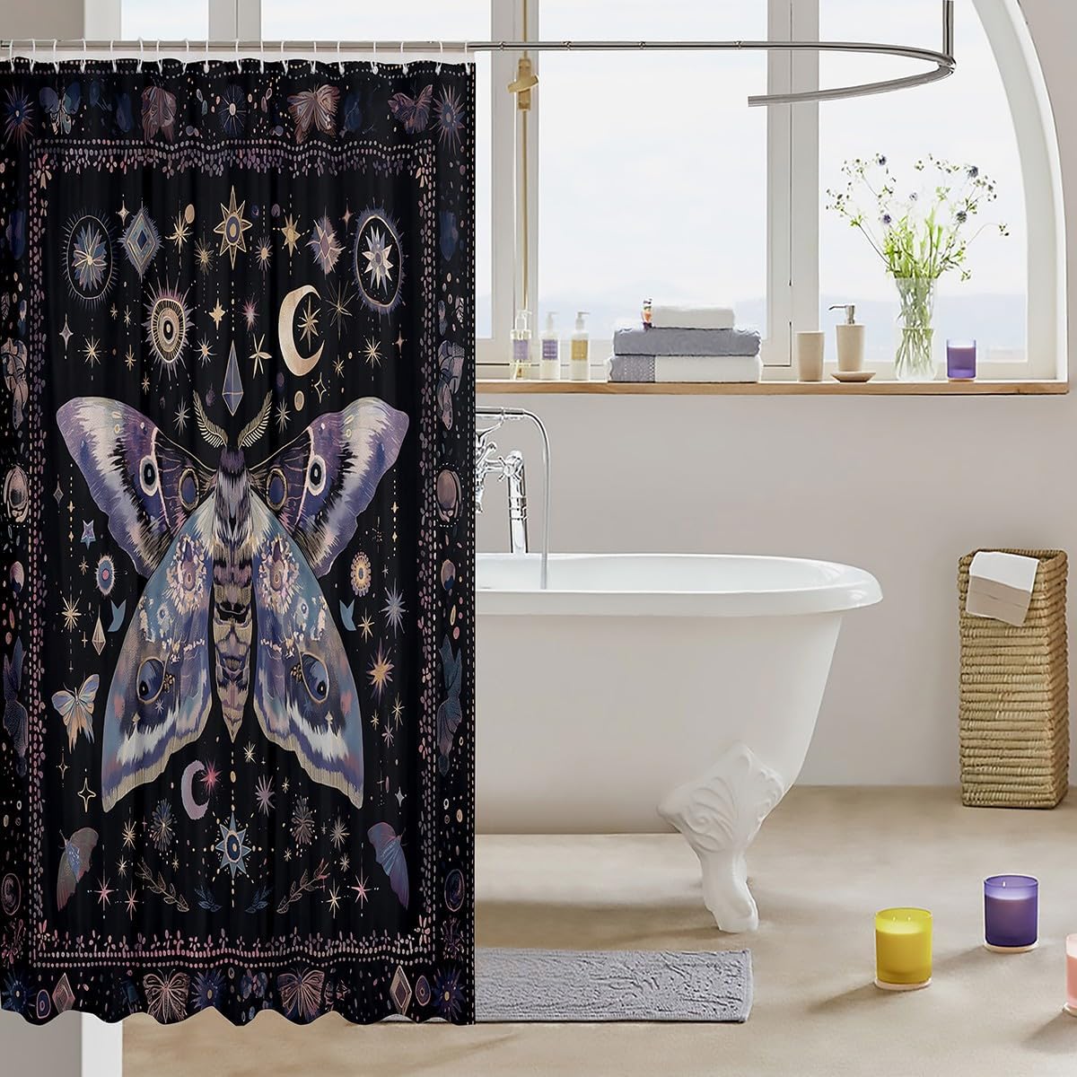 Erosebridal Boho Galaxy Shower Curtain Set