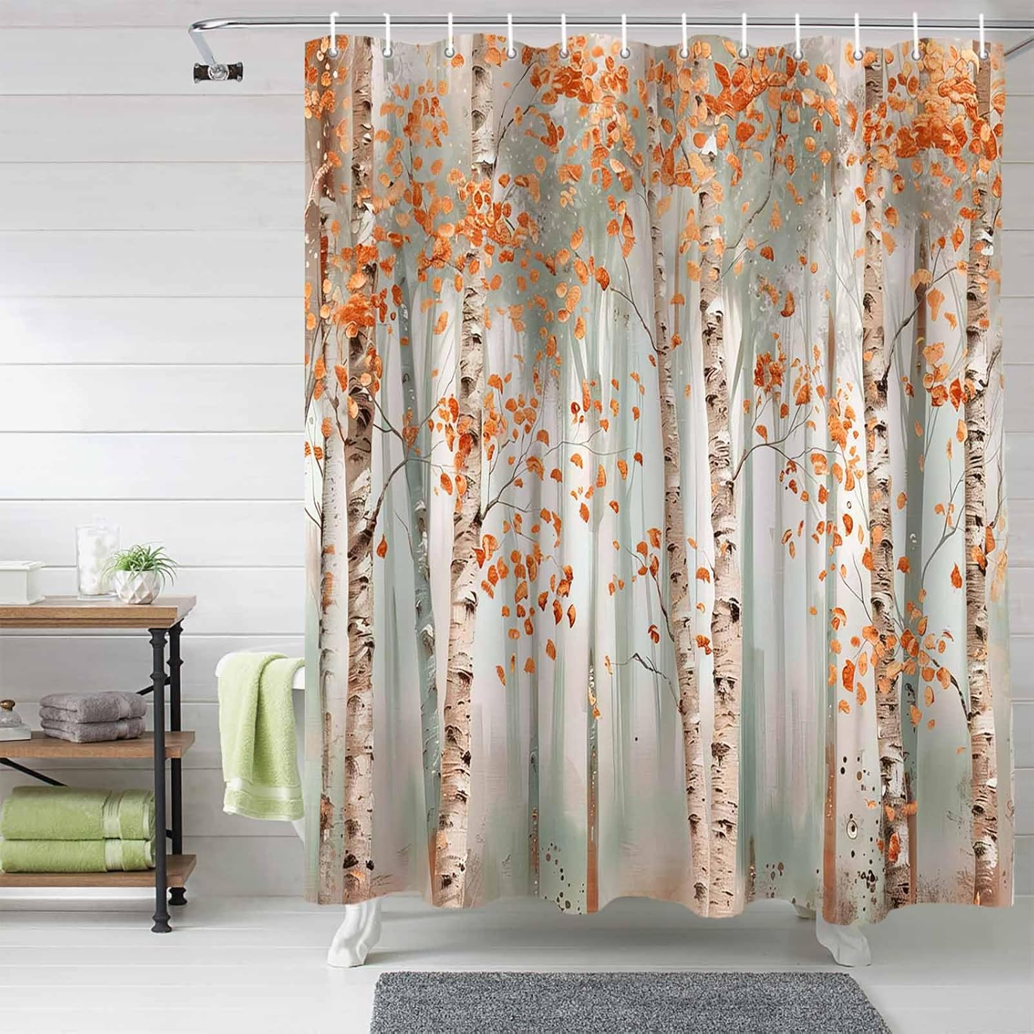 Funnywall88 72 Inch Waterproof Shower Curtain Set with 12 Hooks