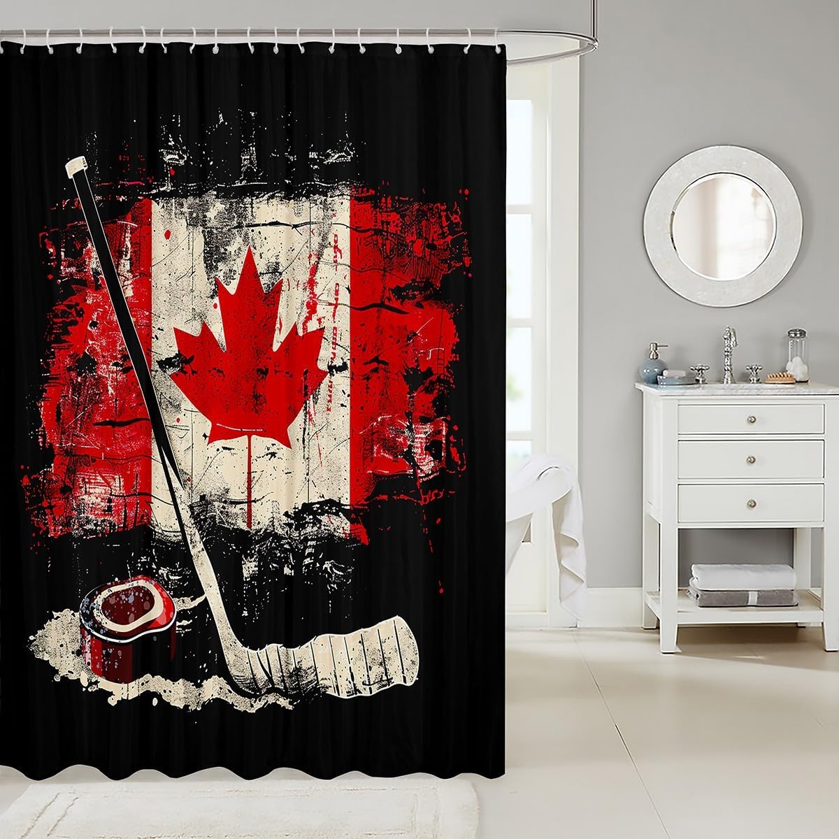 Feelyou Kids Hockey Shower Curtain 72x84 Canada Flag