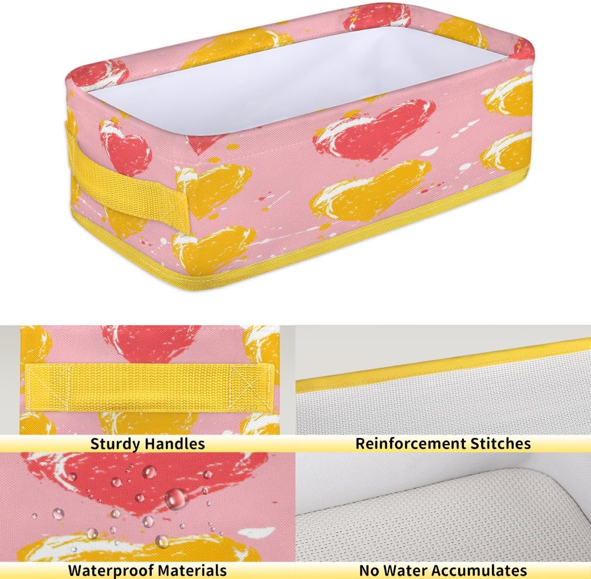 Hearts Pattern Toilet Paper Storage Basket with Handle