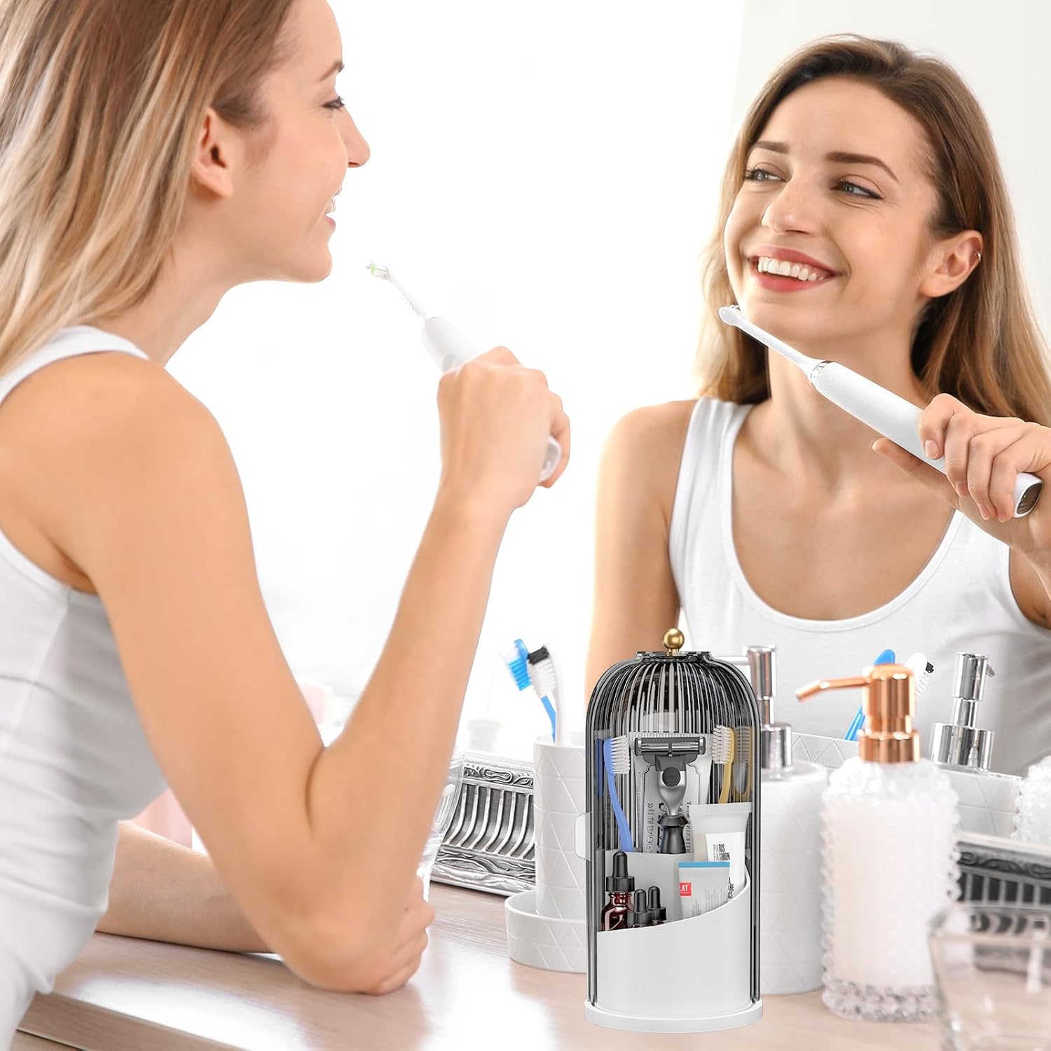 Omrisy Toothbrush Holder with Sliding Lid and 360 Rotation 1