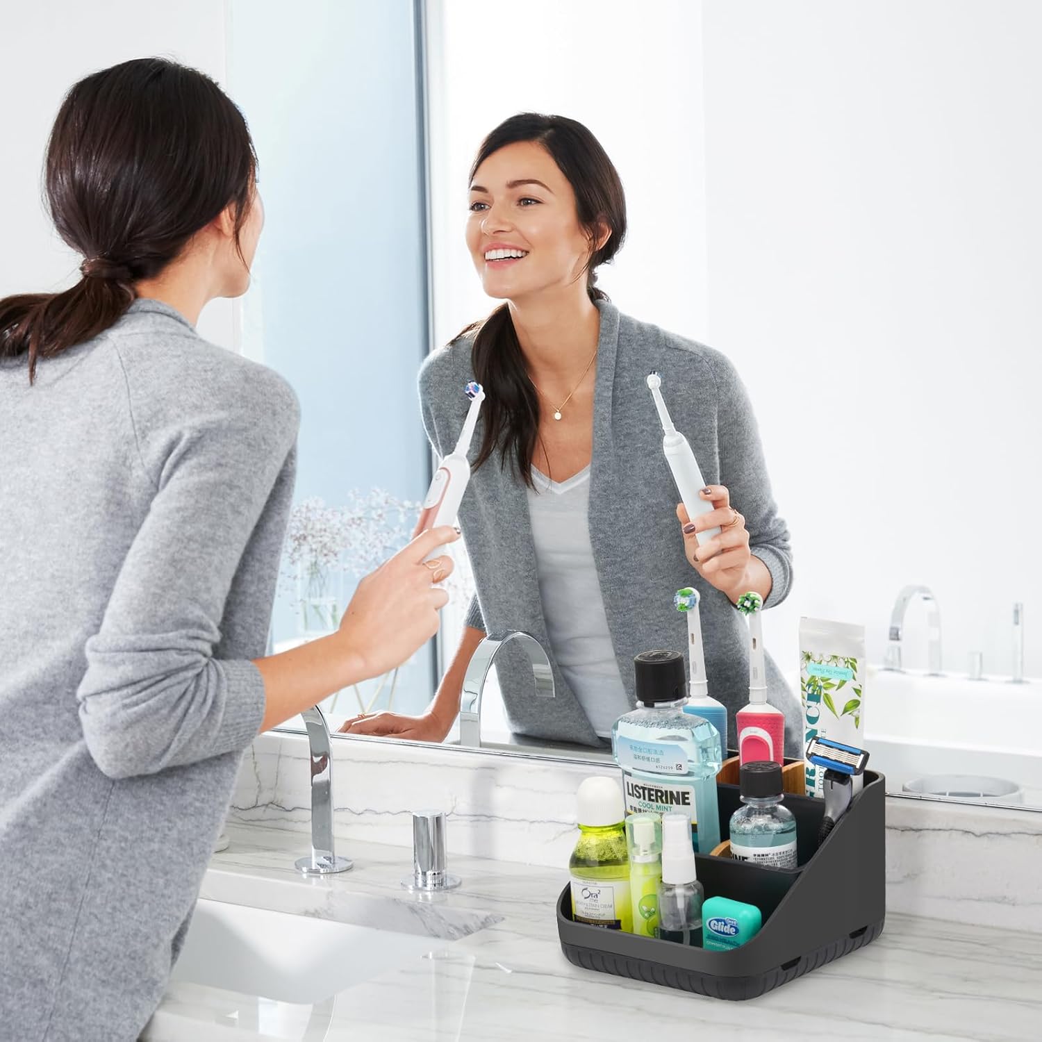 Chintu 6 Slots Toothbrush Holder with Drainage Anti-Slip and Detachable Design