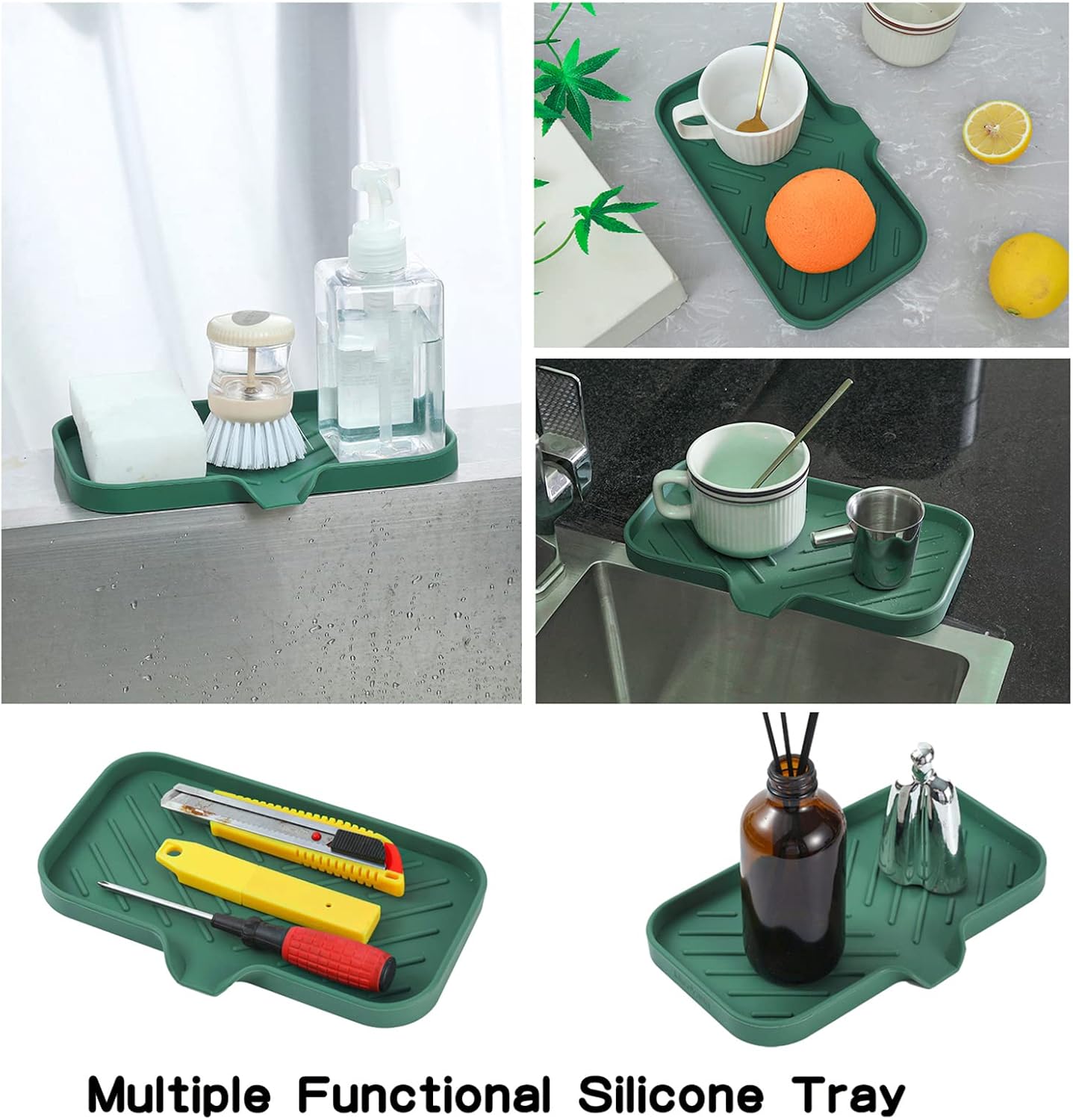MicoYang Silicone Soap Dish with Drain Spout - Green 9653