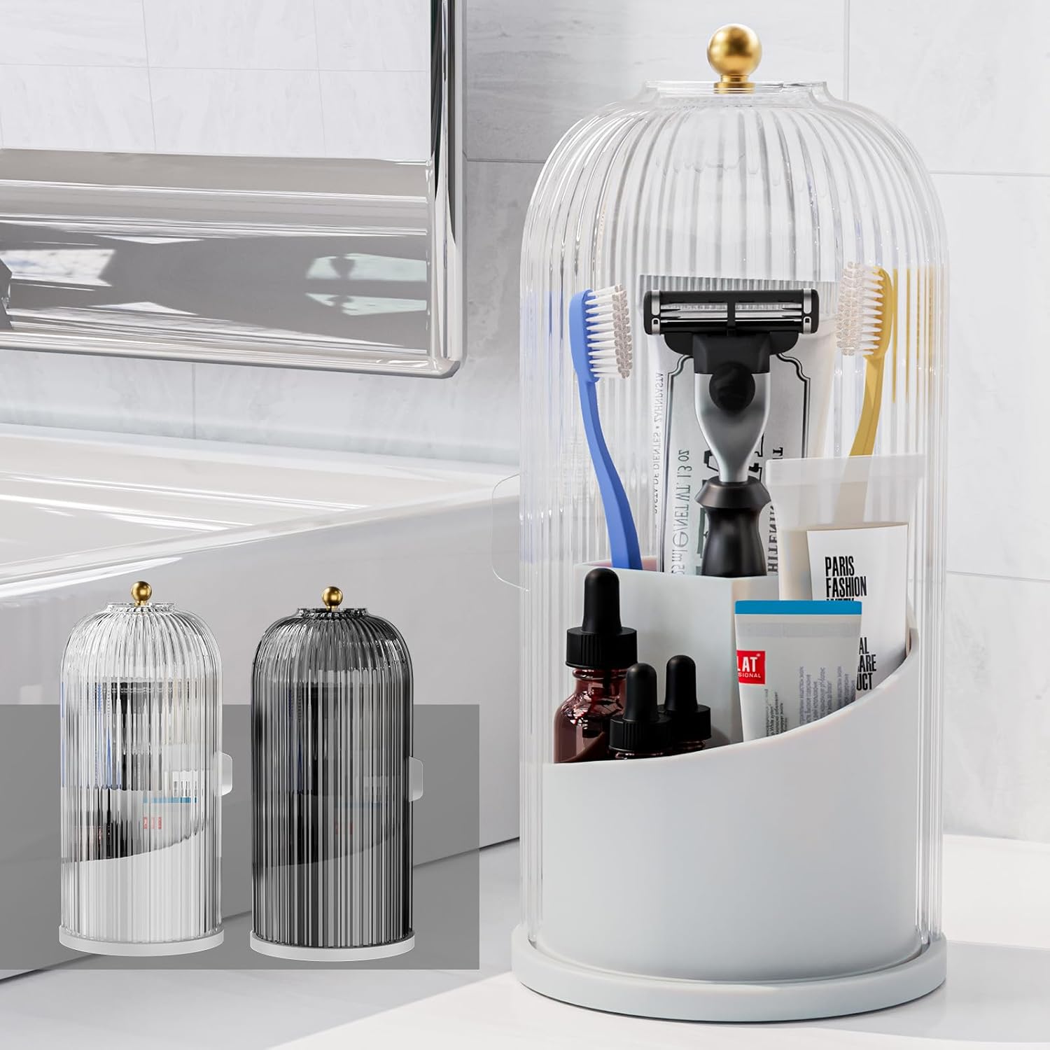Omrisy Toothbrush Holder with Sliding Lid and 360 Rotation 1