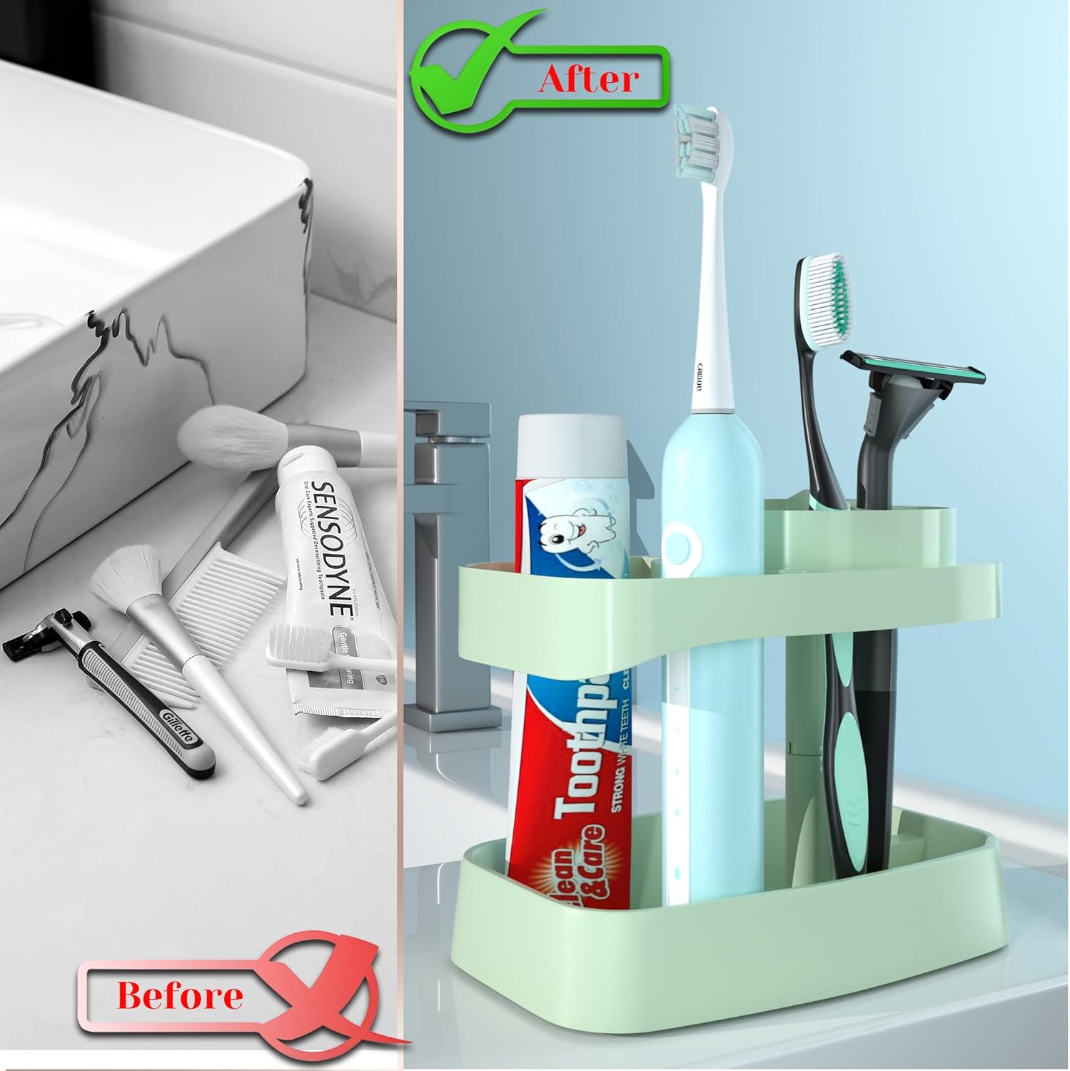 CRKIOB Family Toothbrush Holder with Drainage and Ventilation