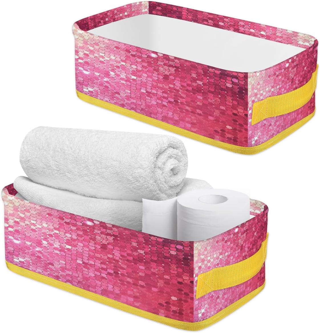Pink Polka Dots Toilet Paper Storage Basket with Handle