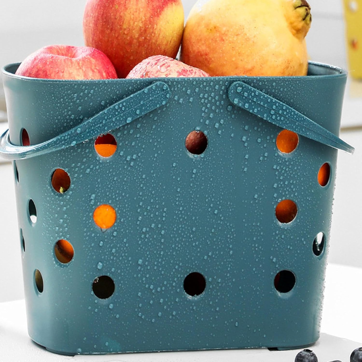 DMLENGOIN Portable Shower Basket with Handle - Blue