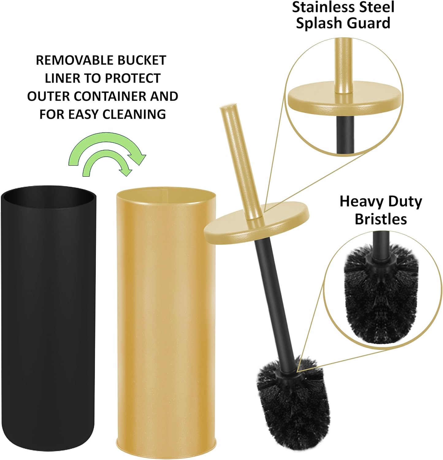 Zahari Home Toilet Bowl Brush with Holder - Painted Satin Gold