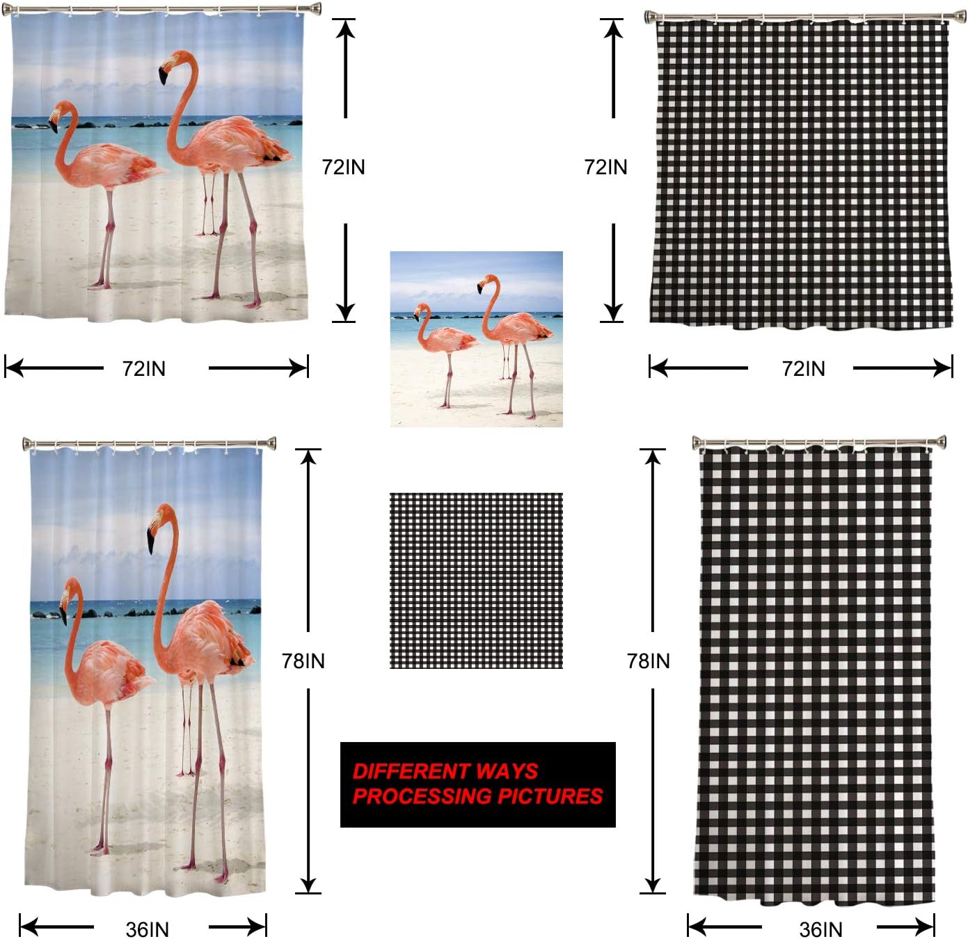 72 Sunset Beach Shower Curtain Set with 12 Hooks