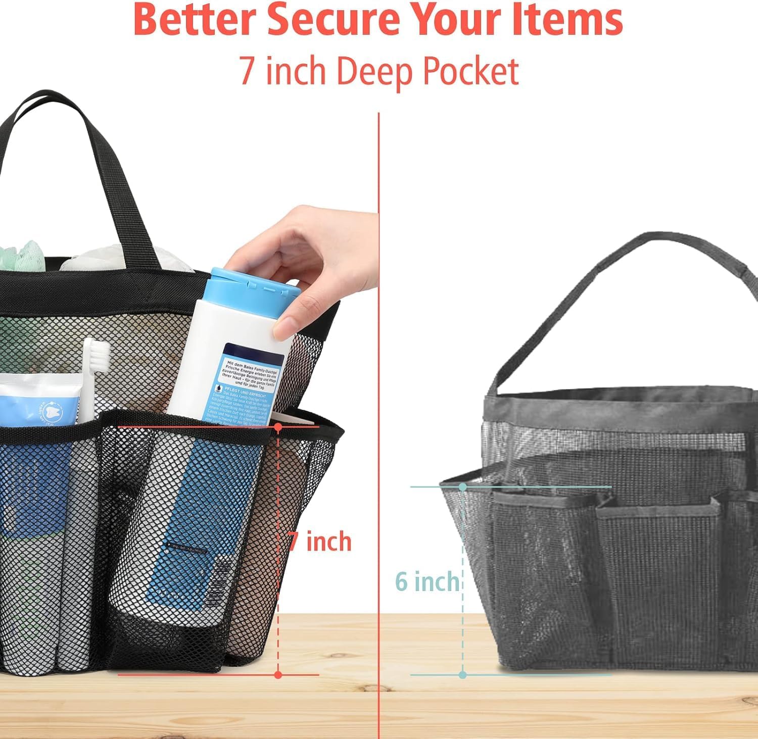 Mesh Shower Caddy with 8 Pockets for Dorm and Travel