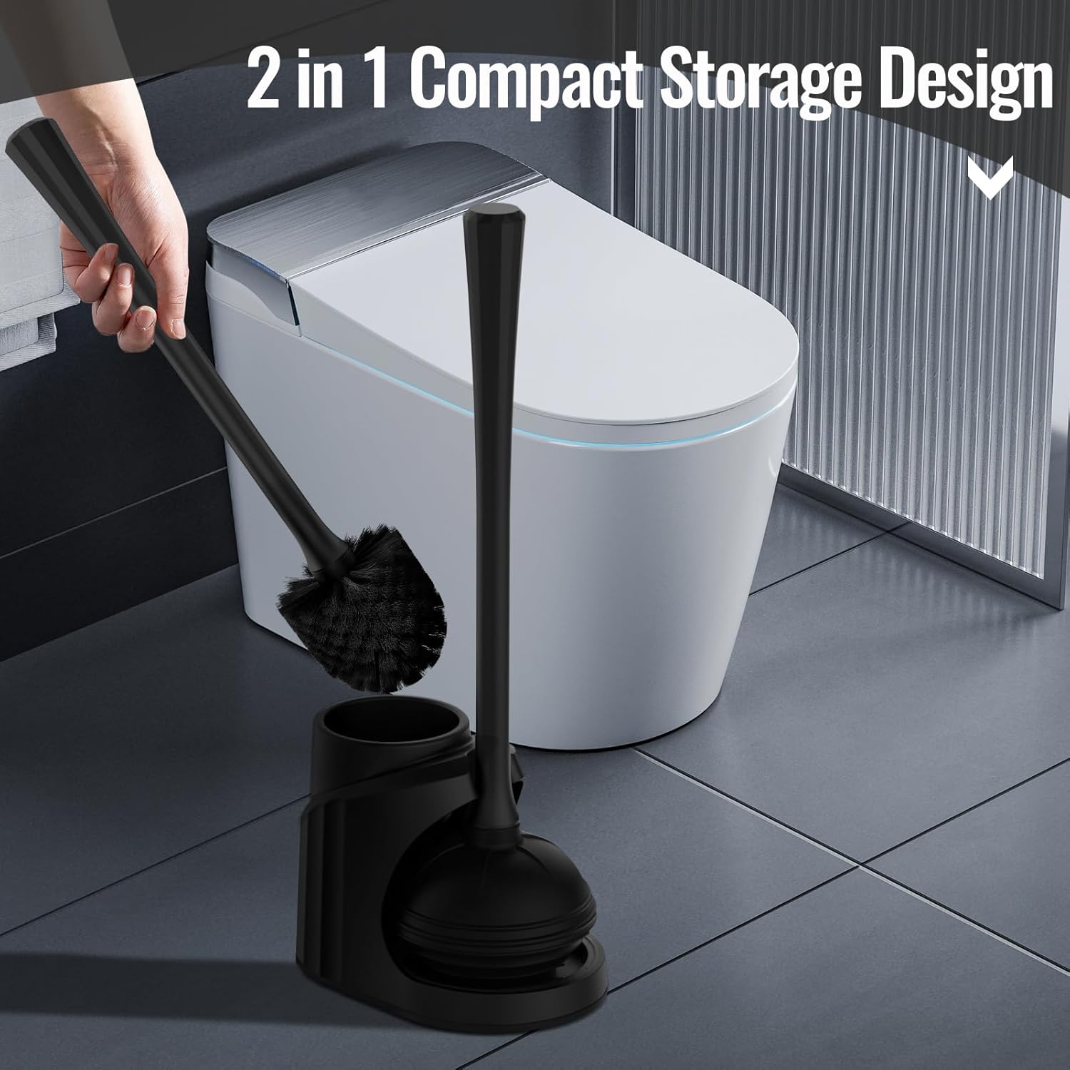 Lanburch 2 in 1 Toilet Brush and Plunger Set