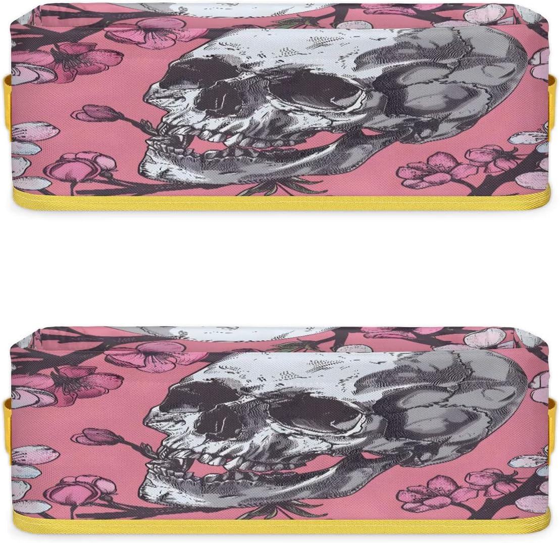 Tablerazzi Pinks Skull Toilet Paper Basket with Handle