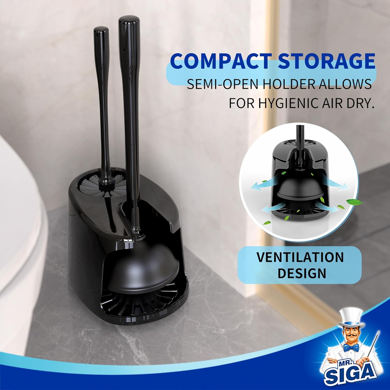 MRSIGA Premium Toilet Brush Replacement Head 2 Pack