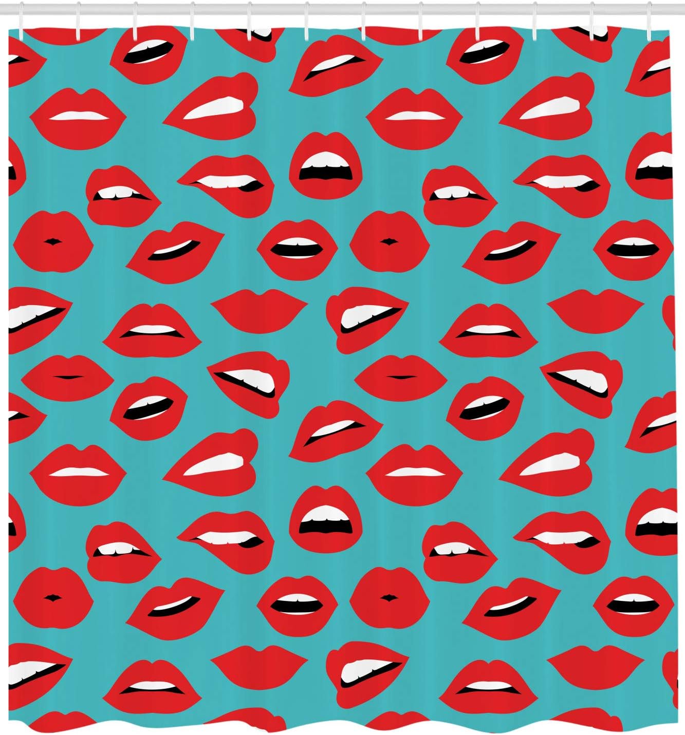 Ambesonne Kiss Shower Curtain Set with Hooks