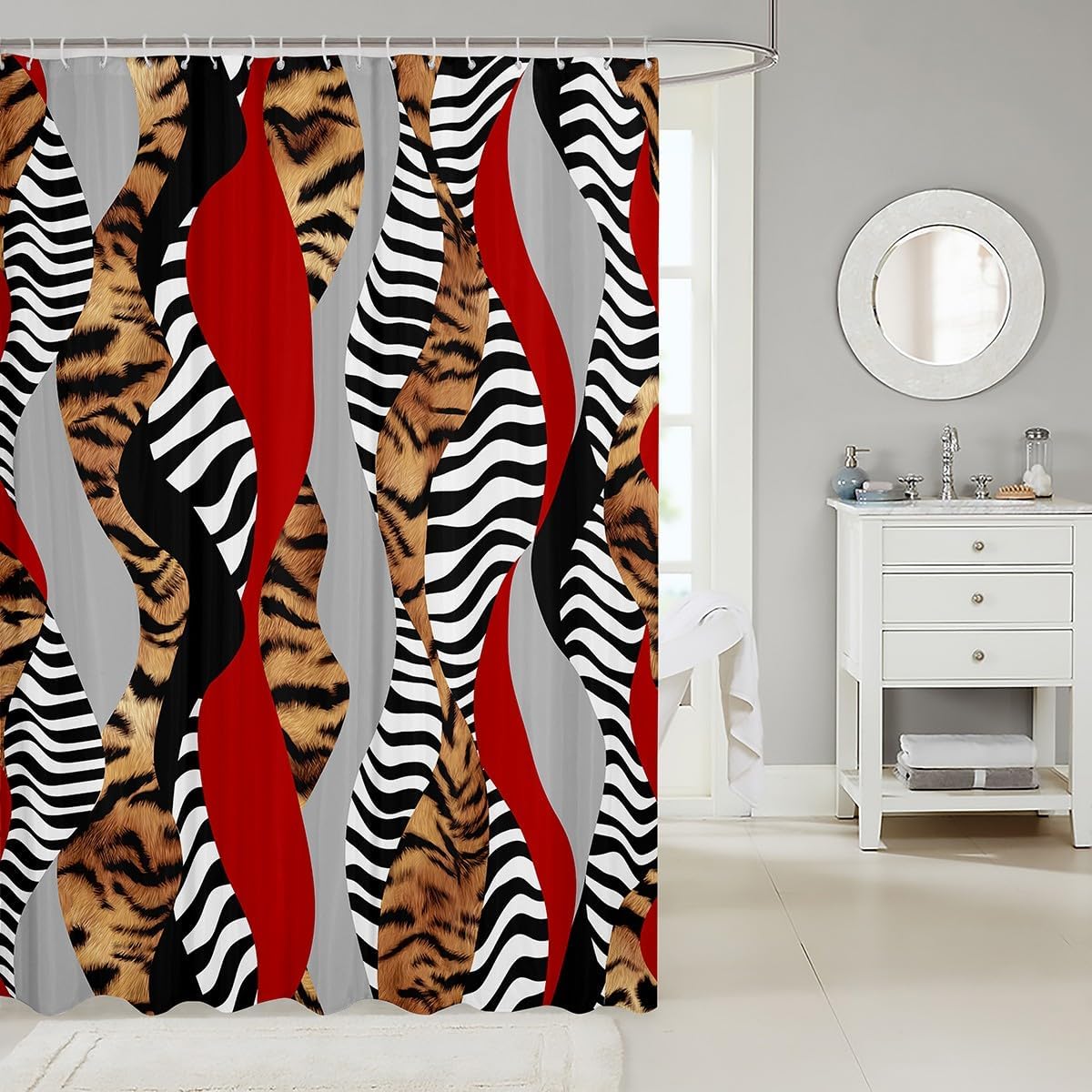 Feelyou Tiger Shower Curtain Set 72x84 Kids Design