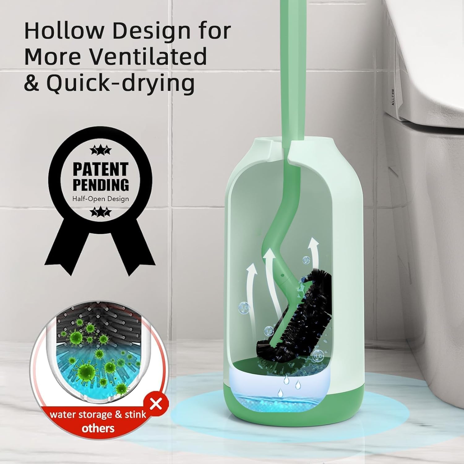 HAMITOR Toilet Brush Holder Set - Green 1