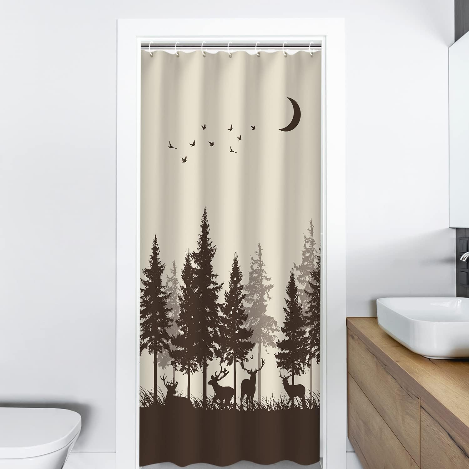 RosieLily Rustic Wildlife Shower Curtain Set with Hooks