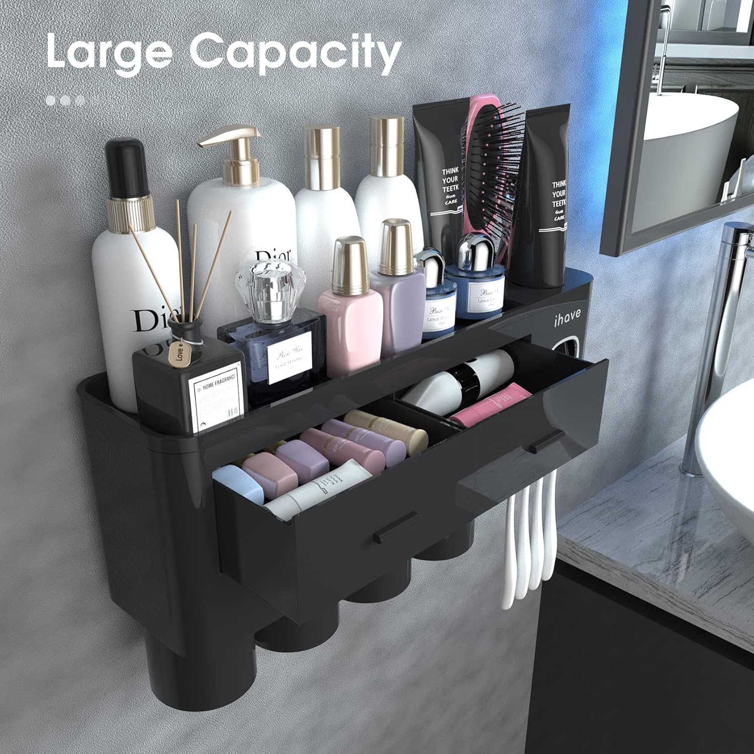 iHave Wall Mounted Toothbrush Holder with Dispenser