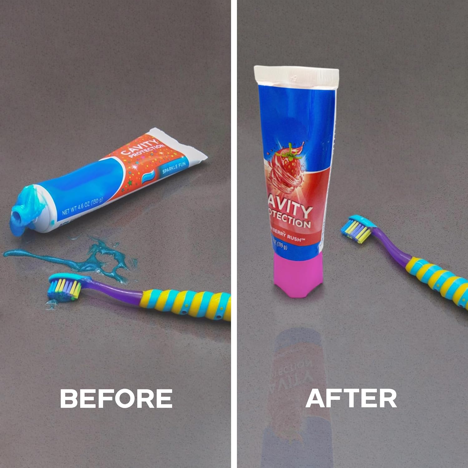 Chrome Cherry SqueezMe Self-Closing Toothpaste Cap Silicone Lid for Kids Adults