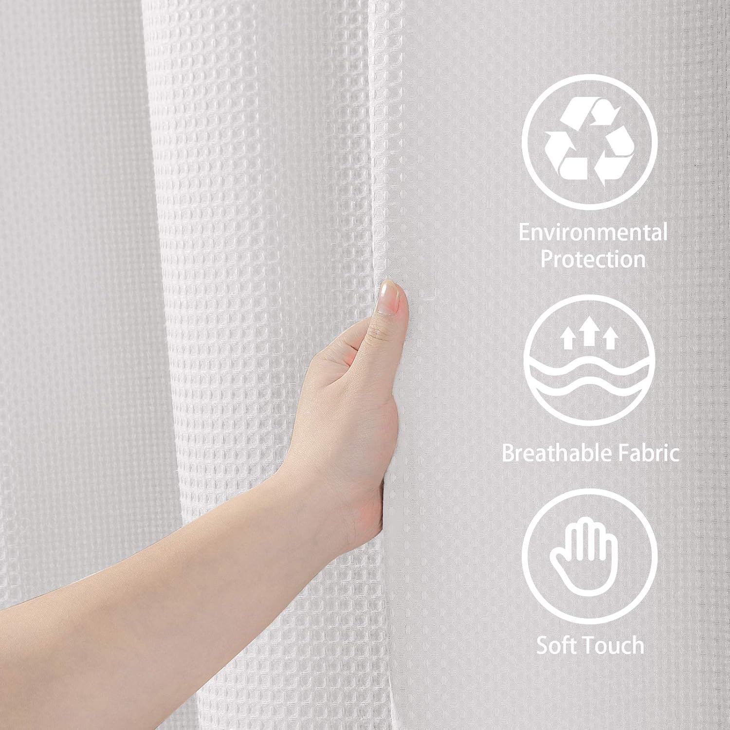 VANZAVANZU Waffle Weave Shower Curtain - 72x72 Inches White