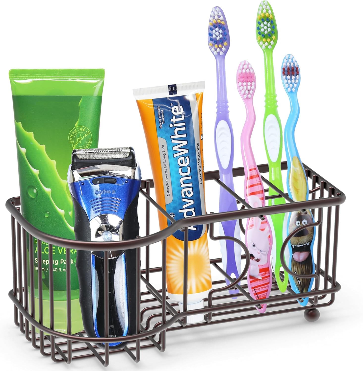 Simple Houseware 6 Slots Toothbrush Holder with Side Slots Bronze
