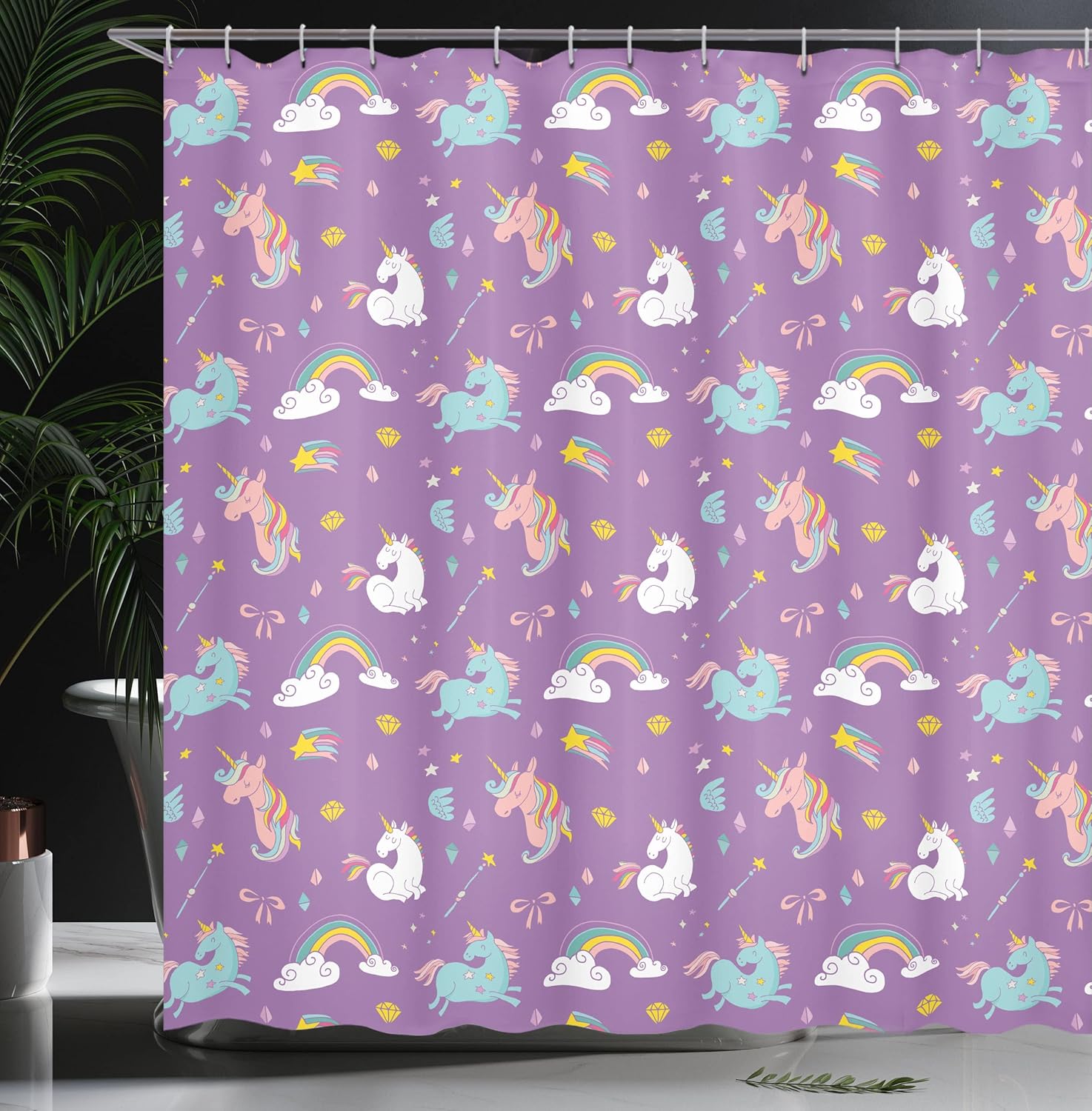 Ambesonne Magic Unicorn Rainbow Shower Curtain 69x84