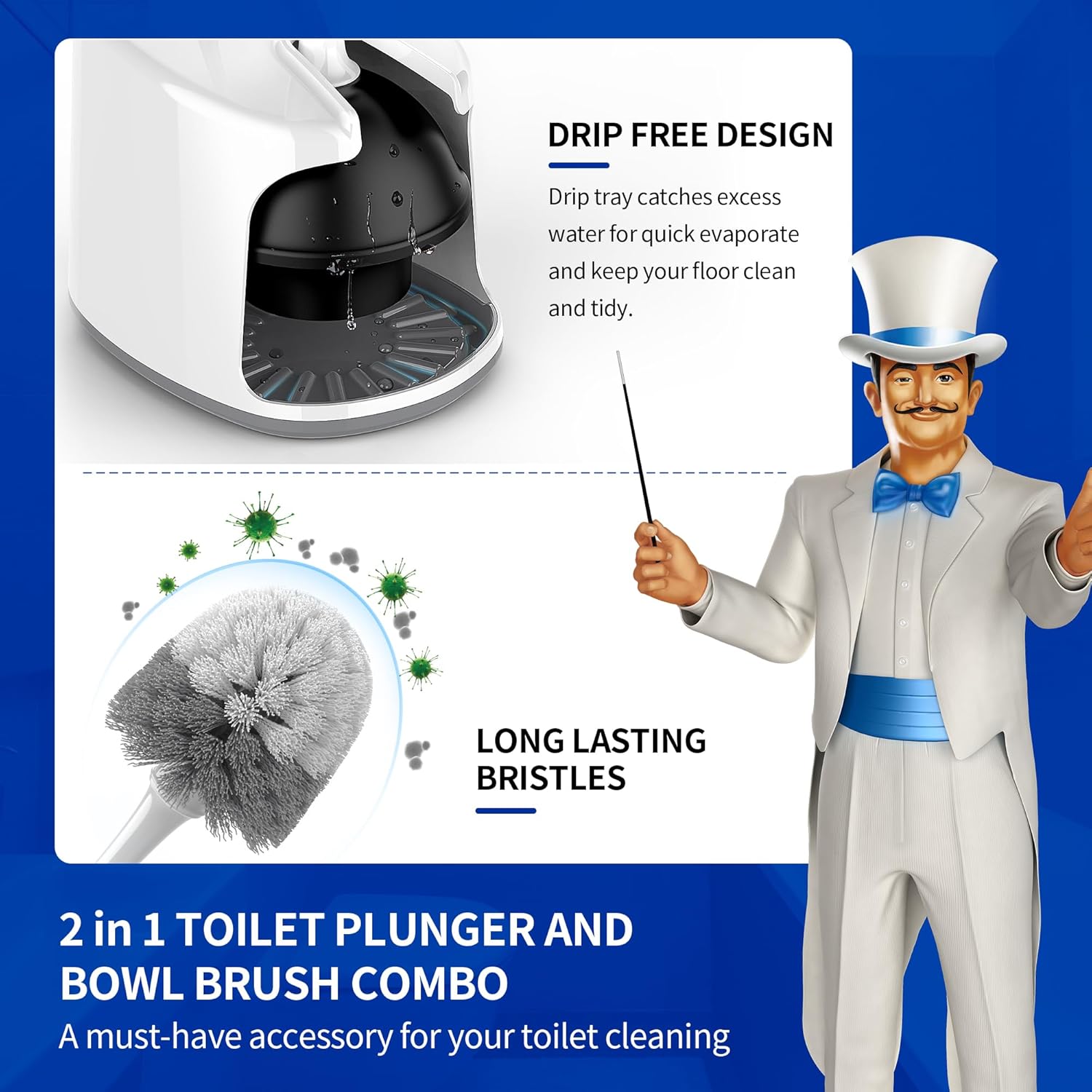 MRSIGA Toilet Plunger and Brush Set with Holder