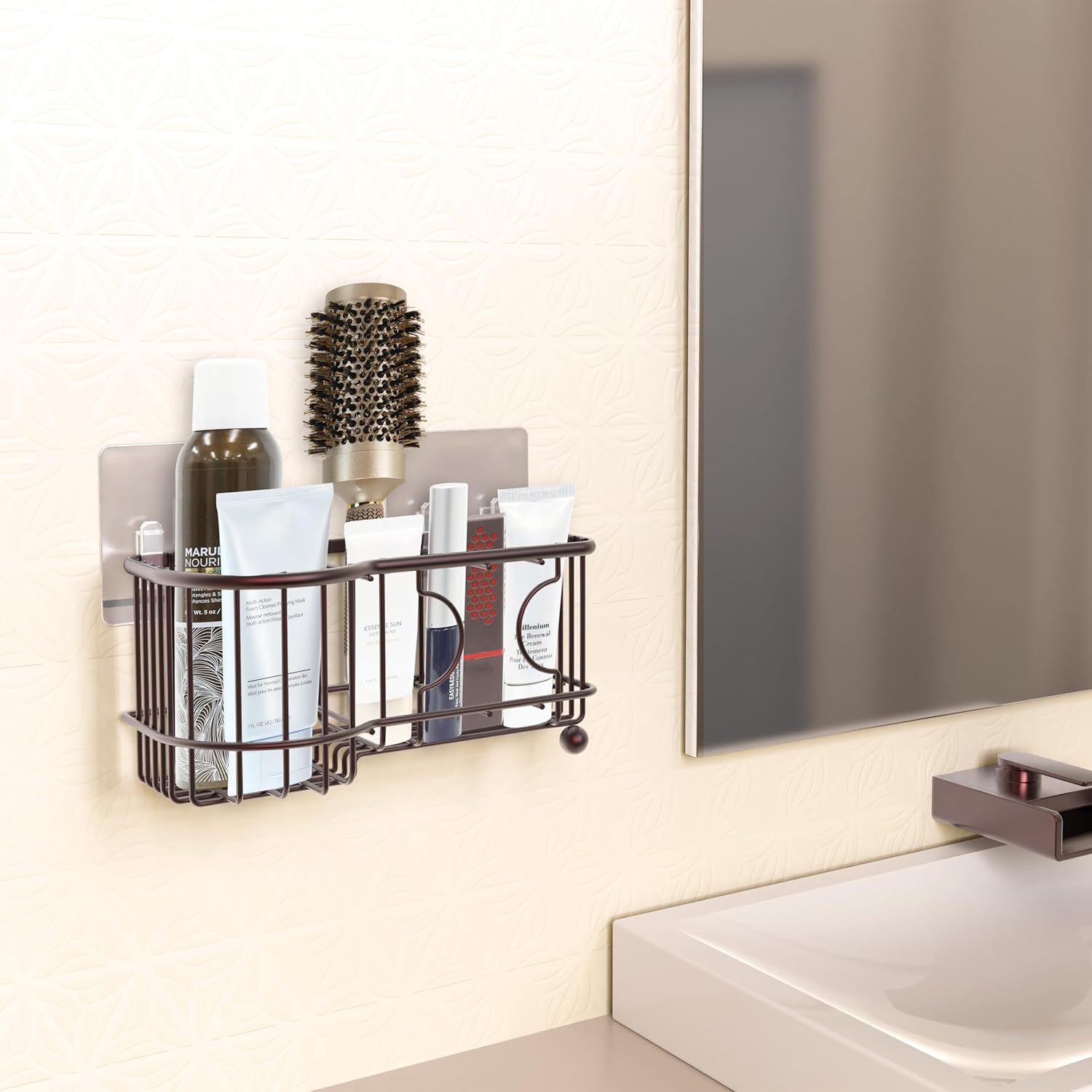 Simple Houseware 6 Slots Toothbrush Holder Adhesive Wall Organizer Bronze