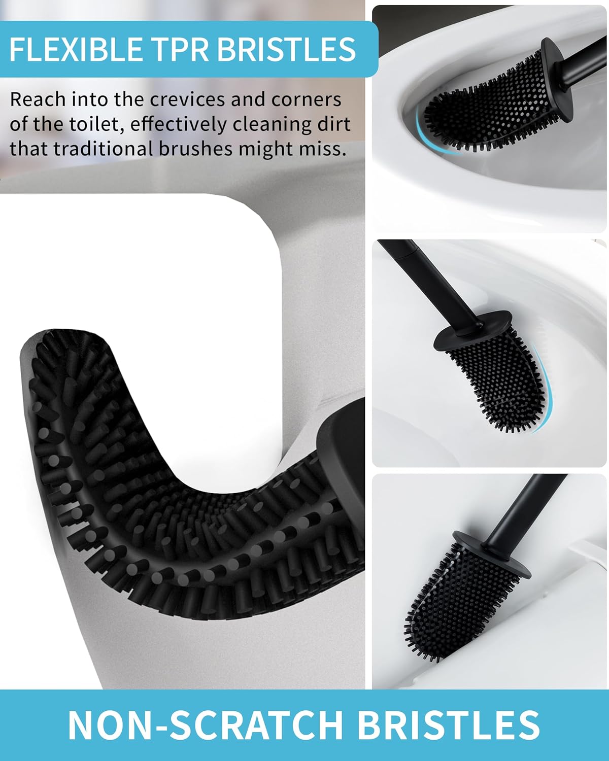 MRSIGA Toilet Brush and Holder Set 2 Pack