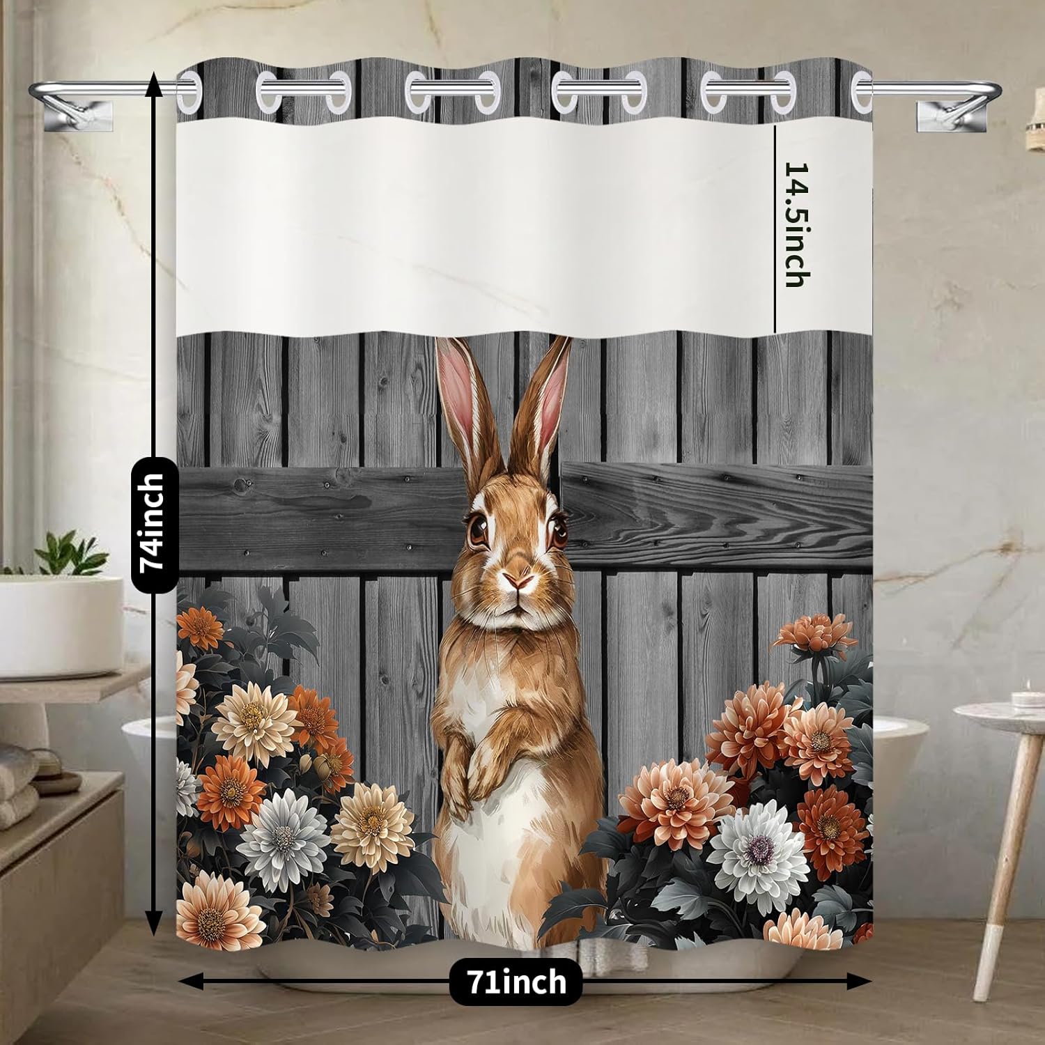Uhexoyo Fall Rustic Farmhouse Shower Curtain Set with See Through Mesh Top Window