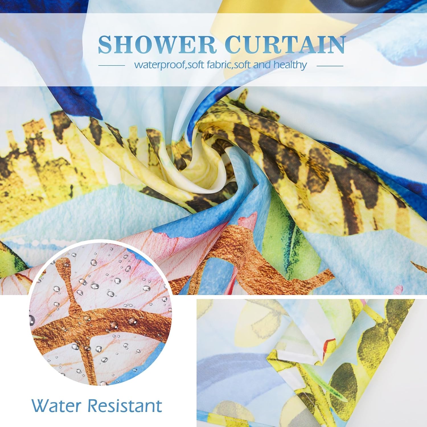 Funny Cat Shower Curtain Set with 12 Hooks 72x72