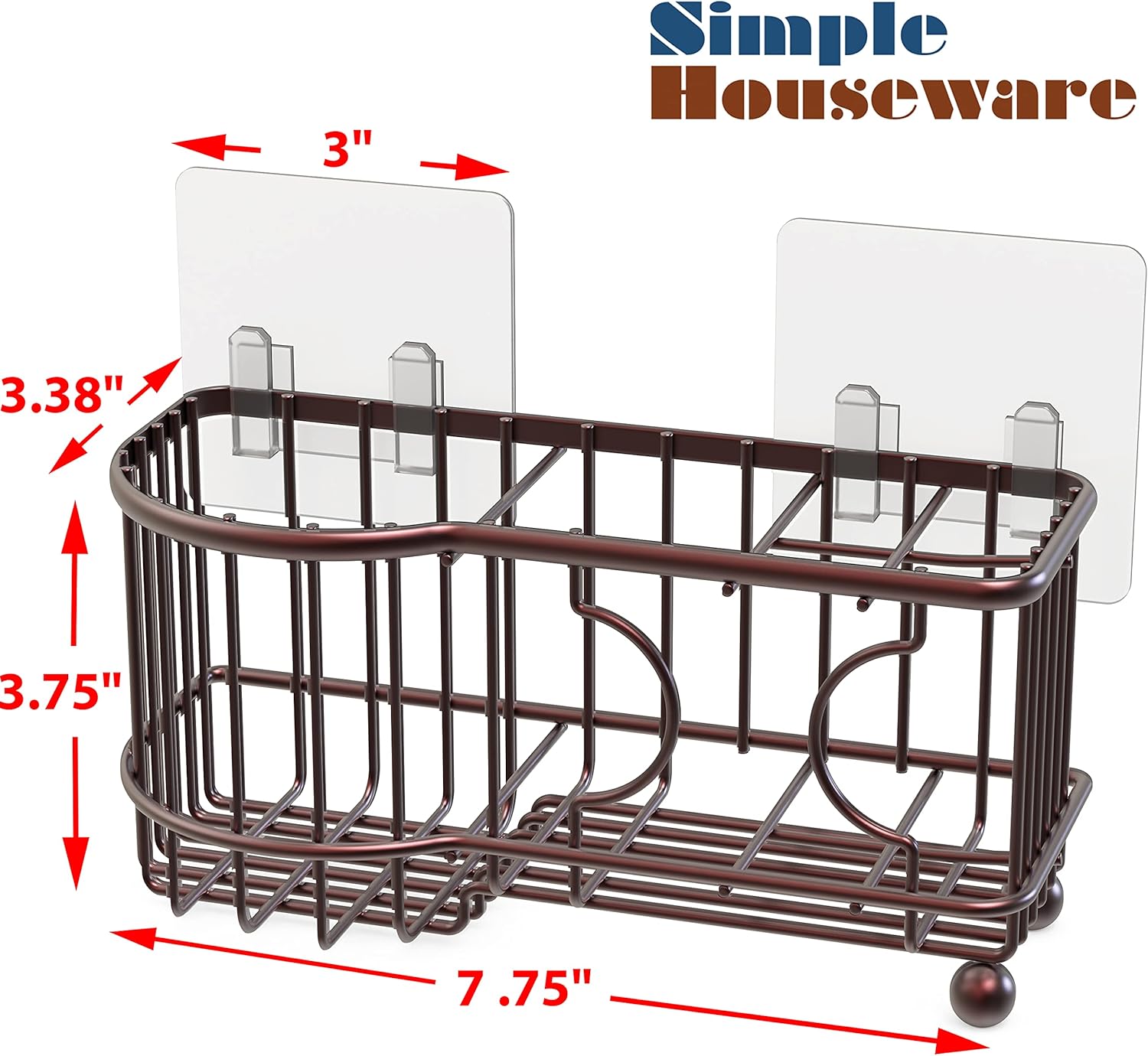 Simple Houseware 6 Slots Toothbrush Holder Adhesive Wall Organizer Bronze